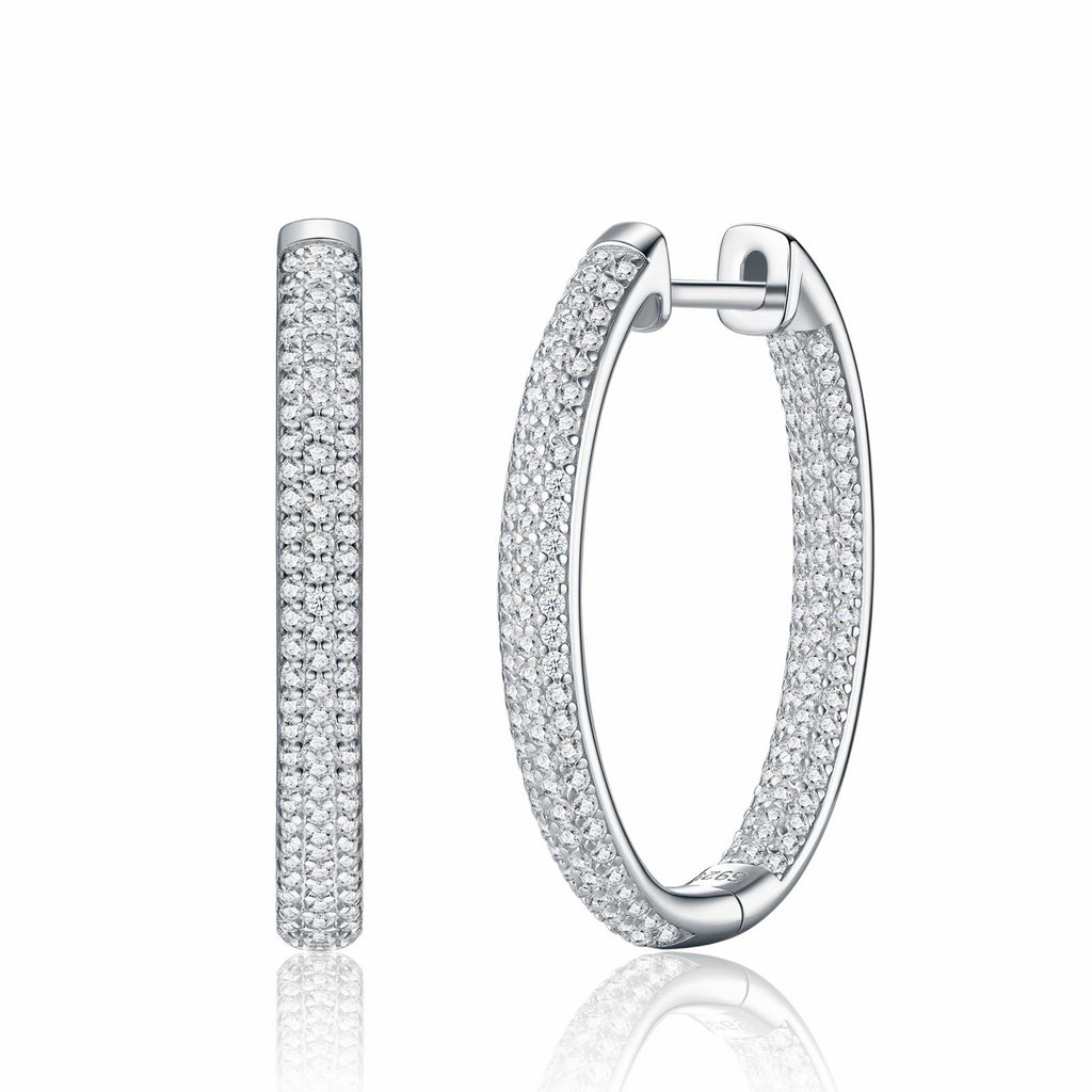 Ampio Moissanite Huggie Hoop Earrings in Sterling Silver
