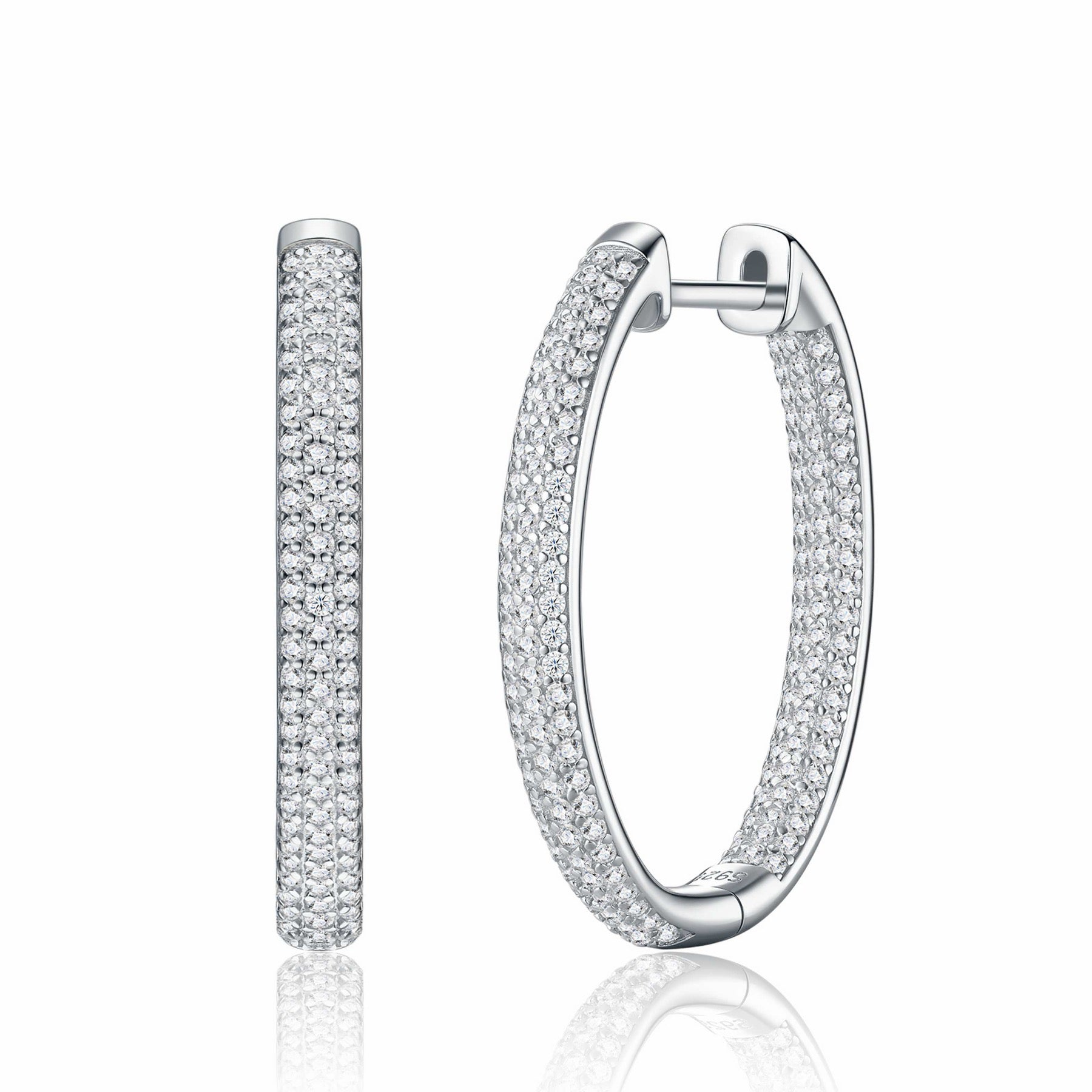 Ampio Moissanite Huggie Hoop Earrings in Sterling Silver