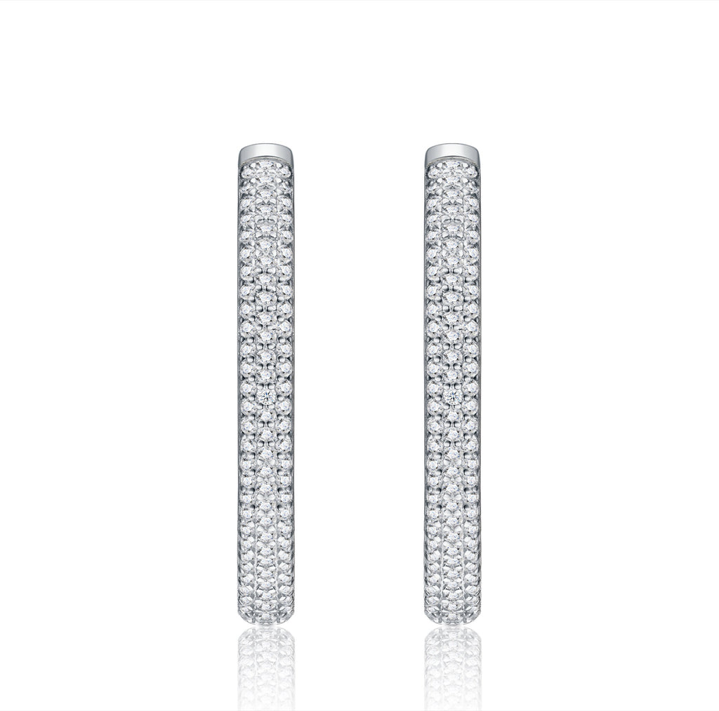 Ampio Moissanite Huggie Hoop Earrings in Sterling Silver