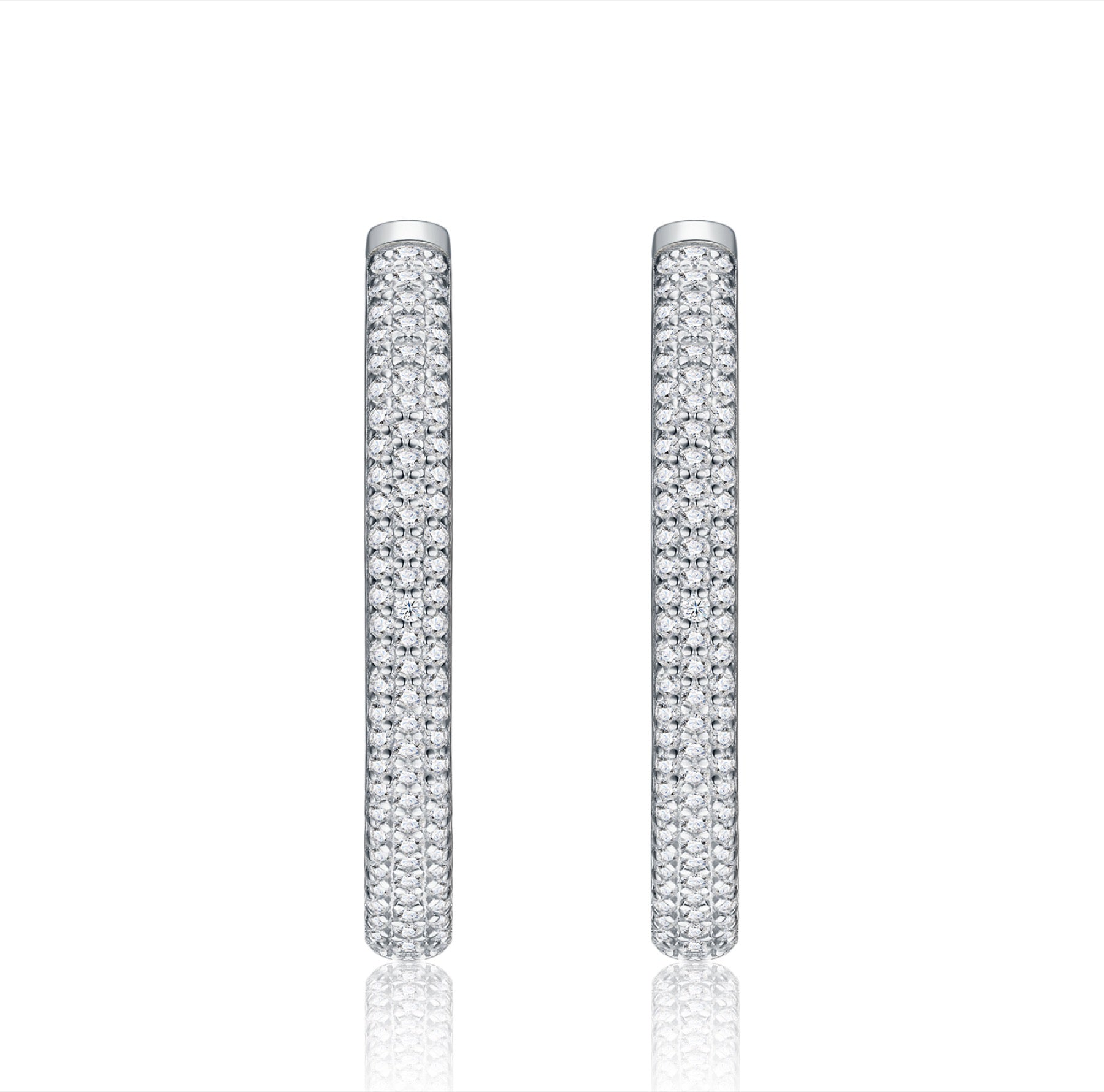 Ampio Moissanite Huggie Hoop Earrings in Sterling Silver