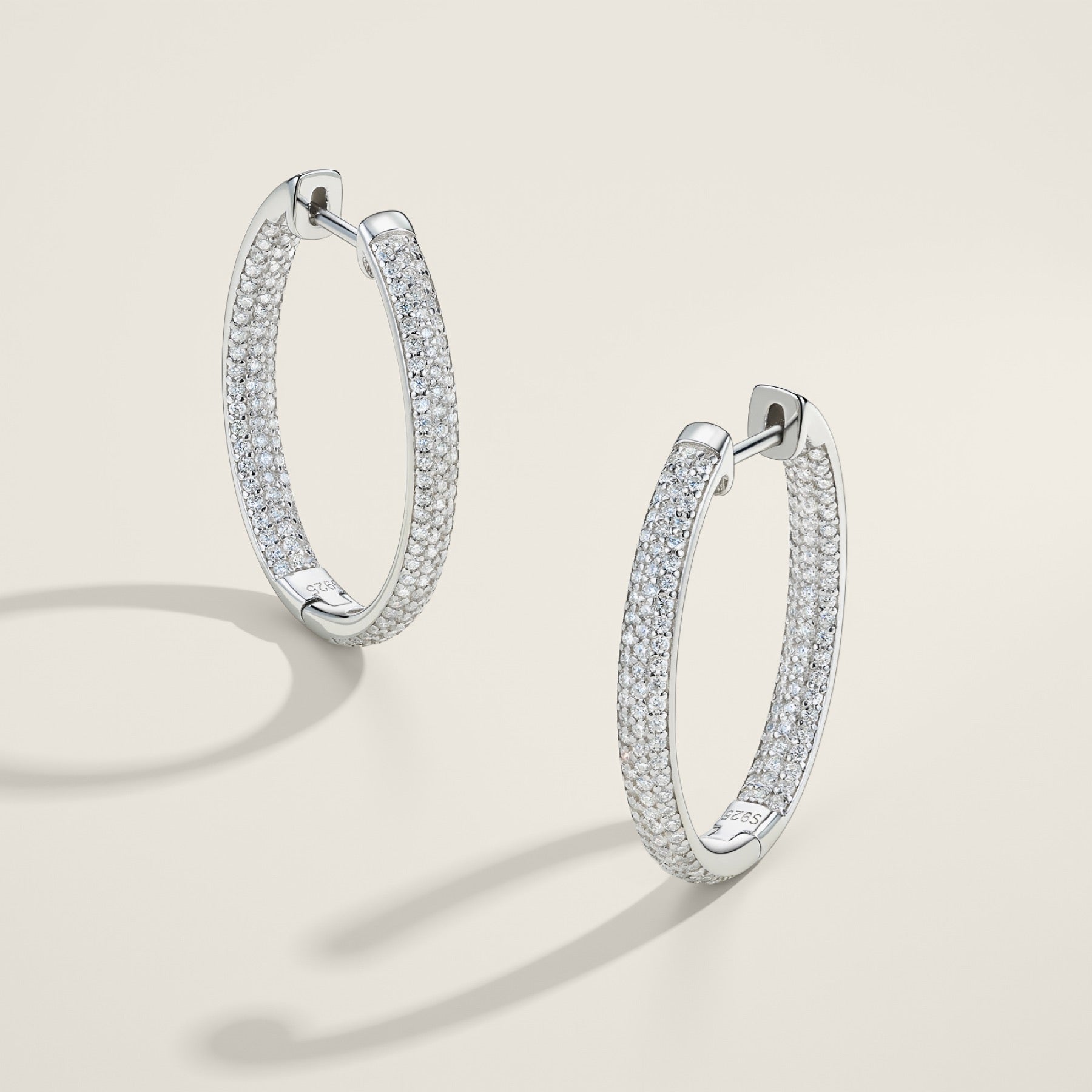 Ampio Moissanite Huggie Hoop Earrings in Sterling Silver