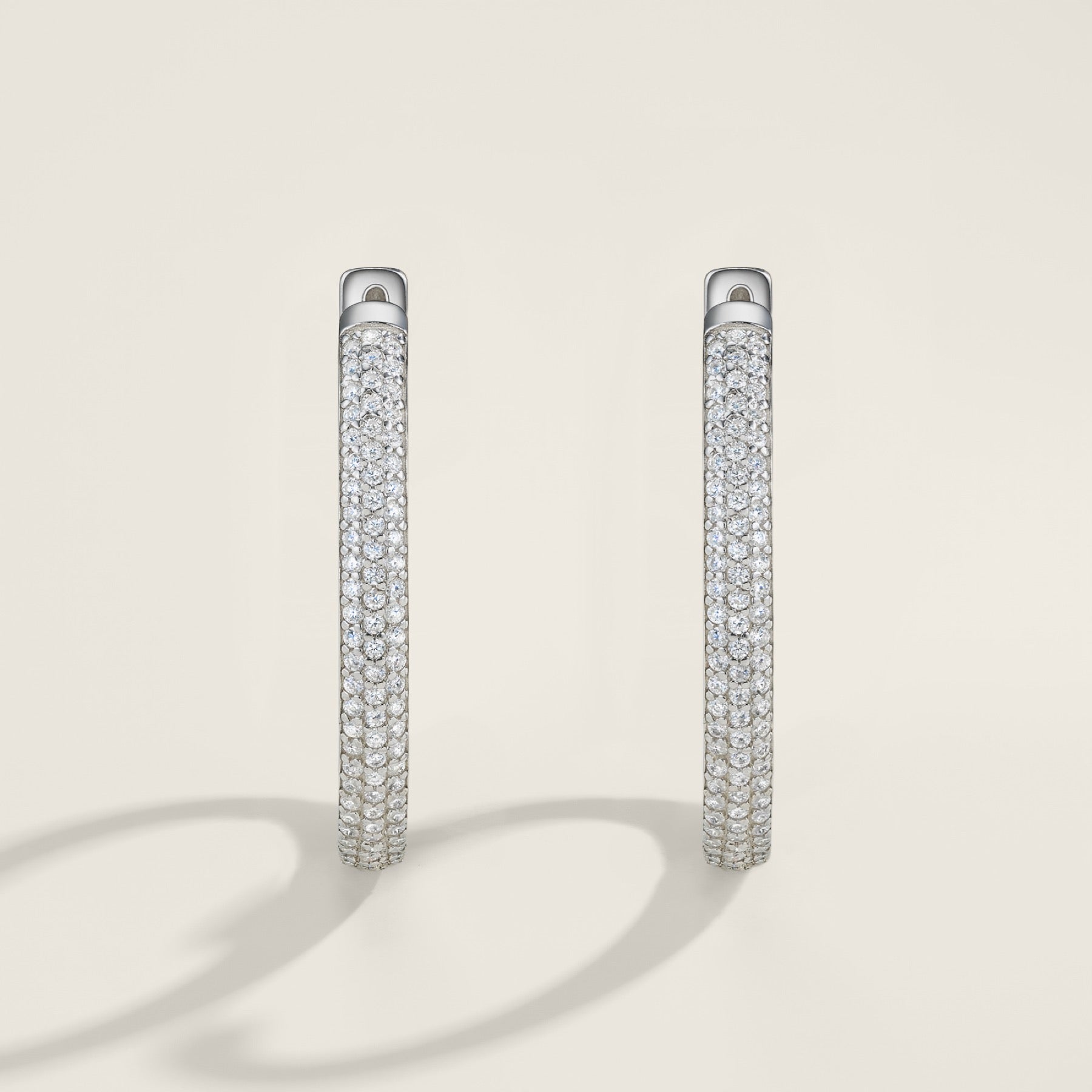 Ampio Moissanite Huggie Hoop Earrings in Sterling Silver