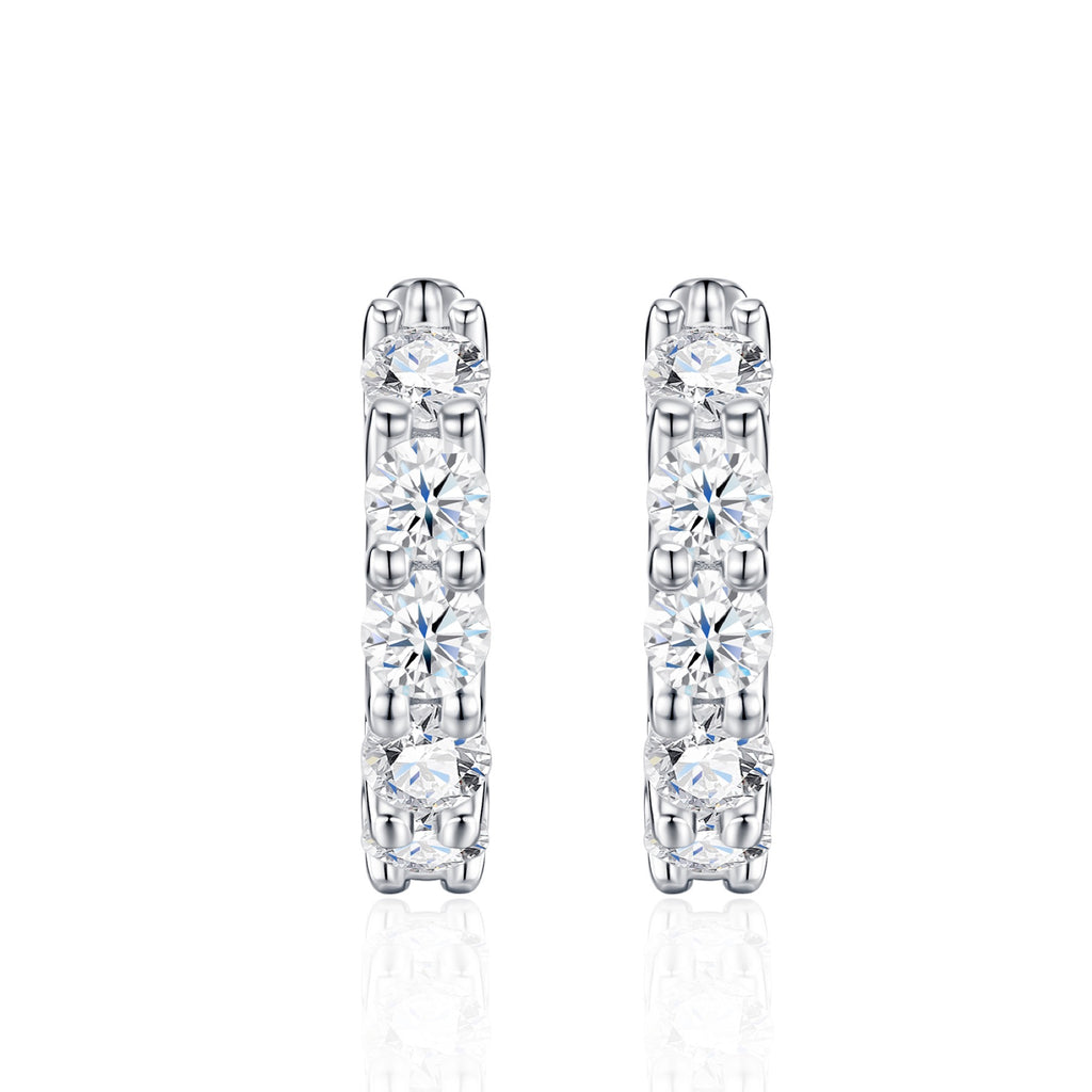 Scalare Moissanite Huggie Hoop Earrings in Sterling Silver