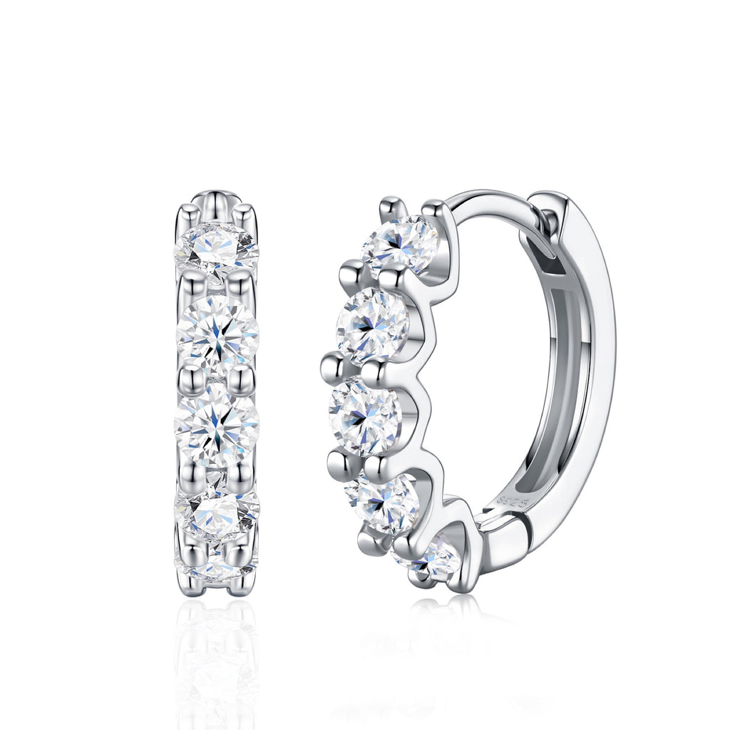 Scalare Moissanite Huggie Hoop Earrings in Sterling Silver