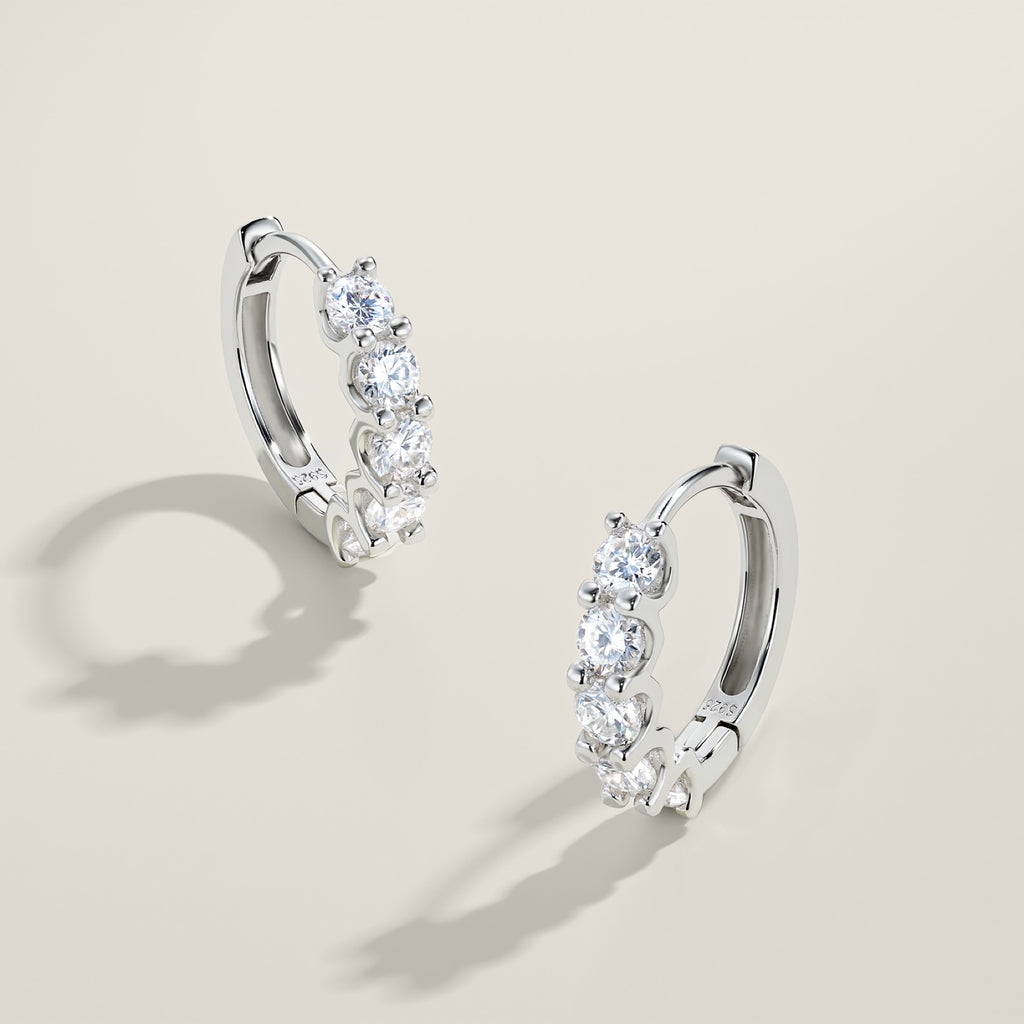 Scalare Moissanite Huggie Hoop Earrings in Sterling Silver