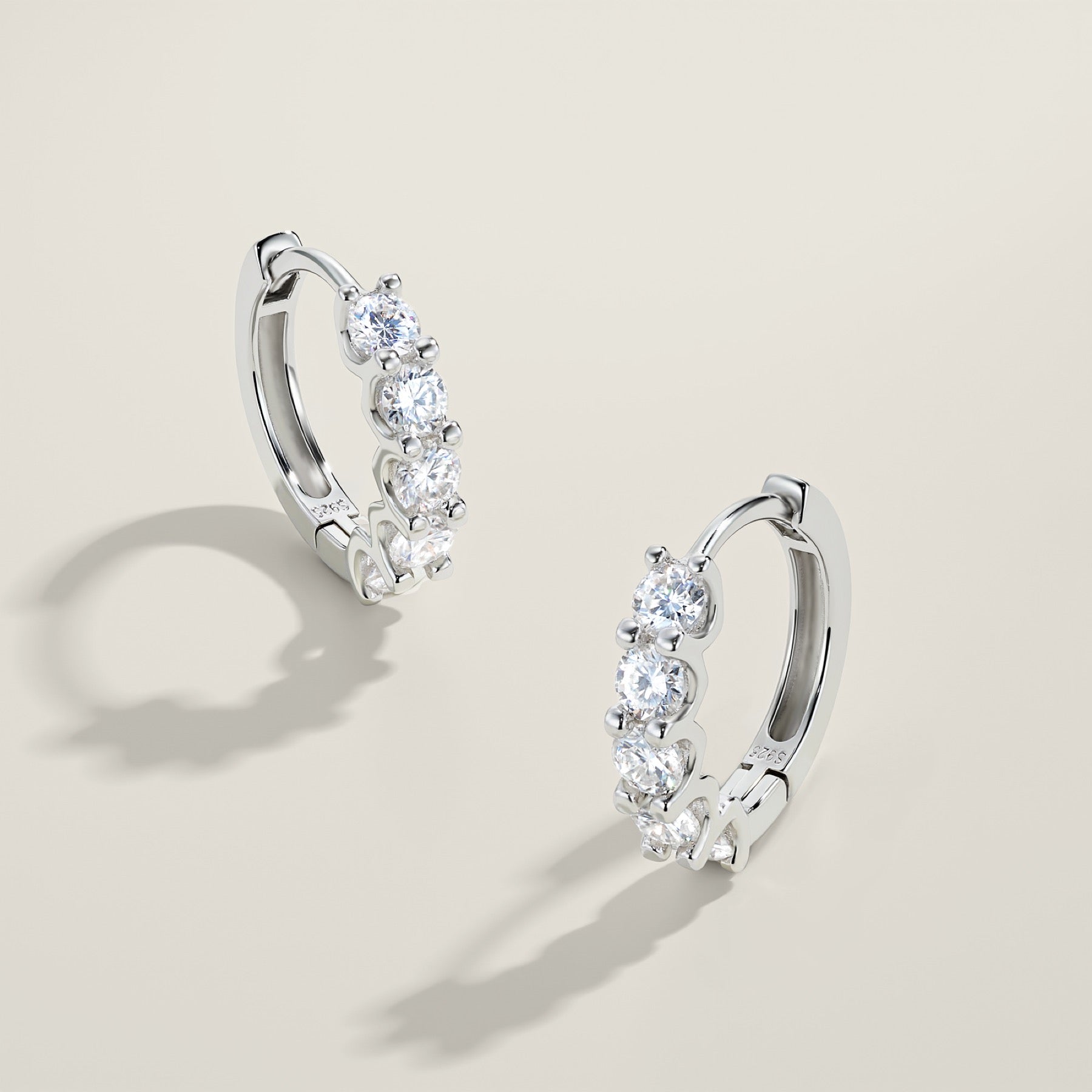 Scalare Moissanite Huggie Hoop Earrings in Sterling Silver