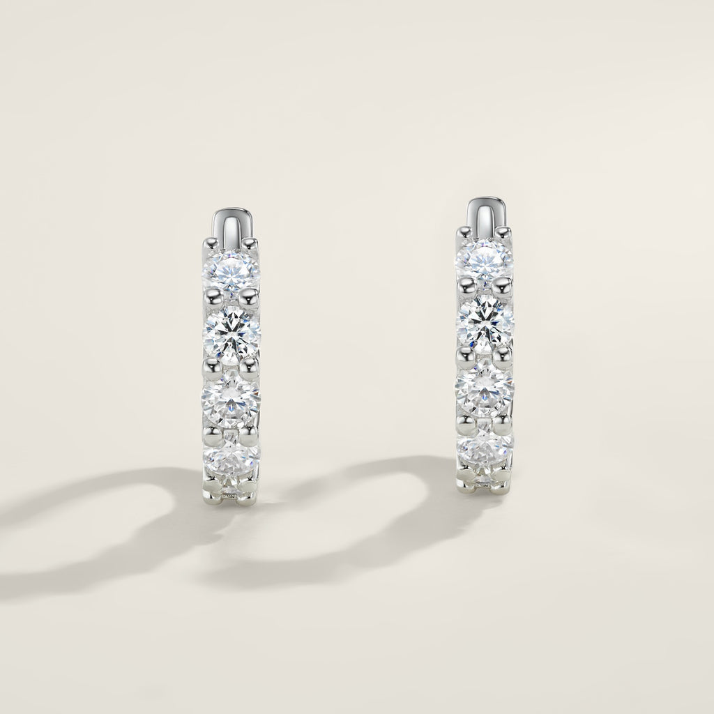 Scalare Moissanite Huggie Hoop Earrings in Sterling Silver