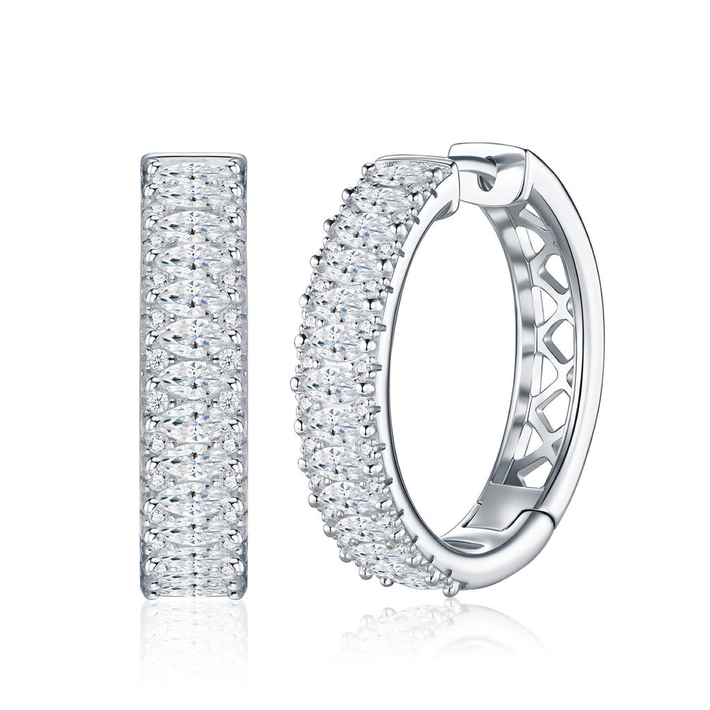 Massiccio Moissanite Huggie Hoop Earrings in Sterling Silver