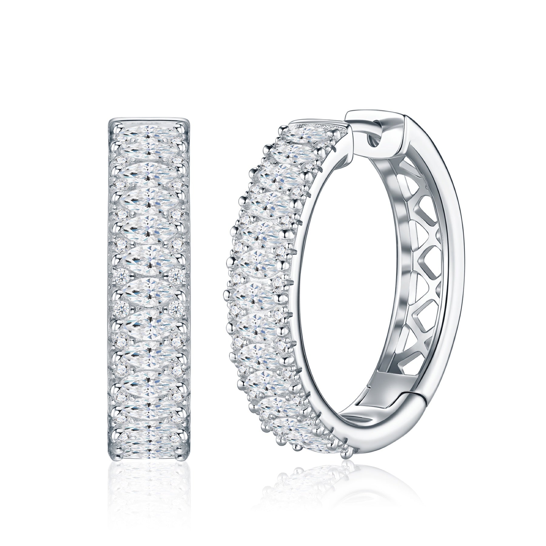 Massiccio Moissanite Huggie Hoop Earrings in Sterling Silver