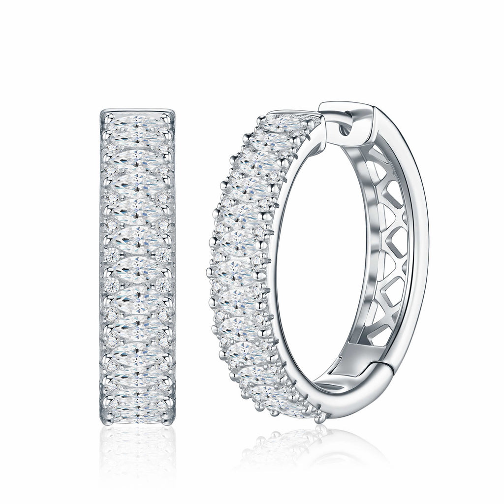 Massiccio Moissanite Huggie Hoop Earrings in Sterling Silver