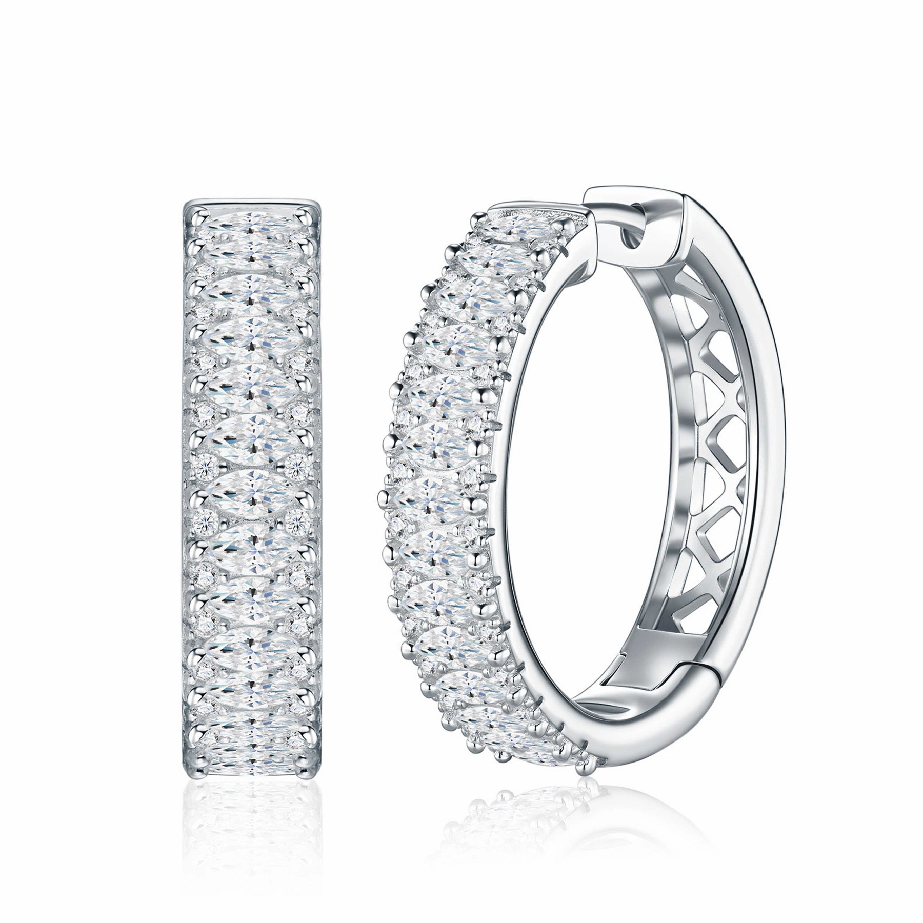 Massiccio Moissanite Huggie Hoop Earrings in Sterling Silver