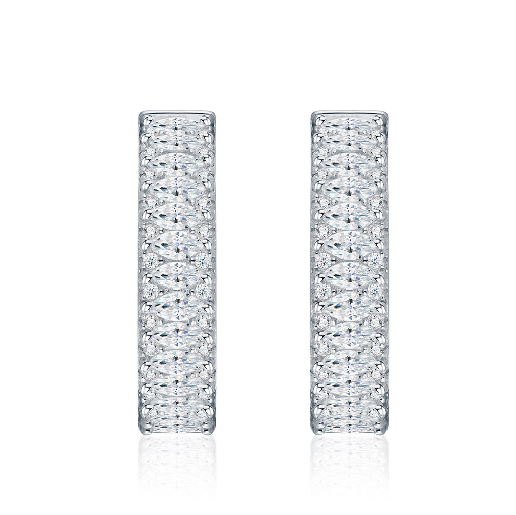 Massiccio Moissanite Huggie Hoop Earrings in Sterling Silver