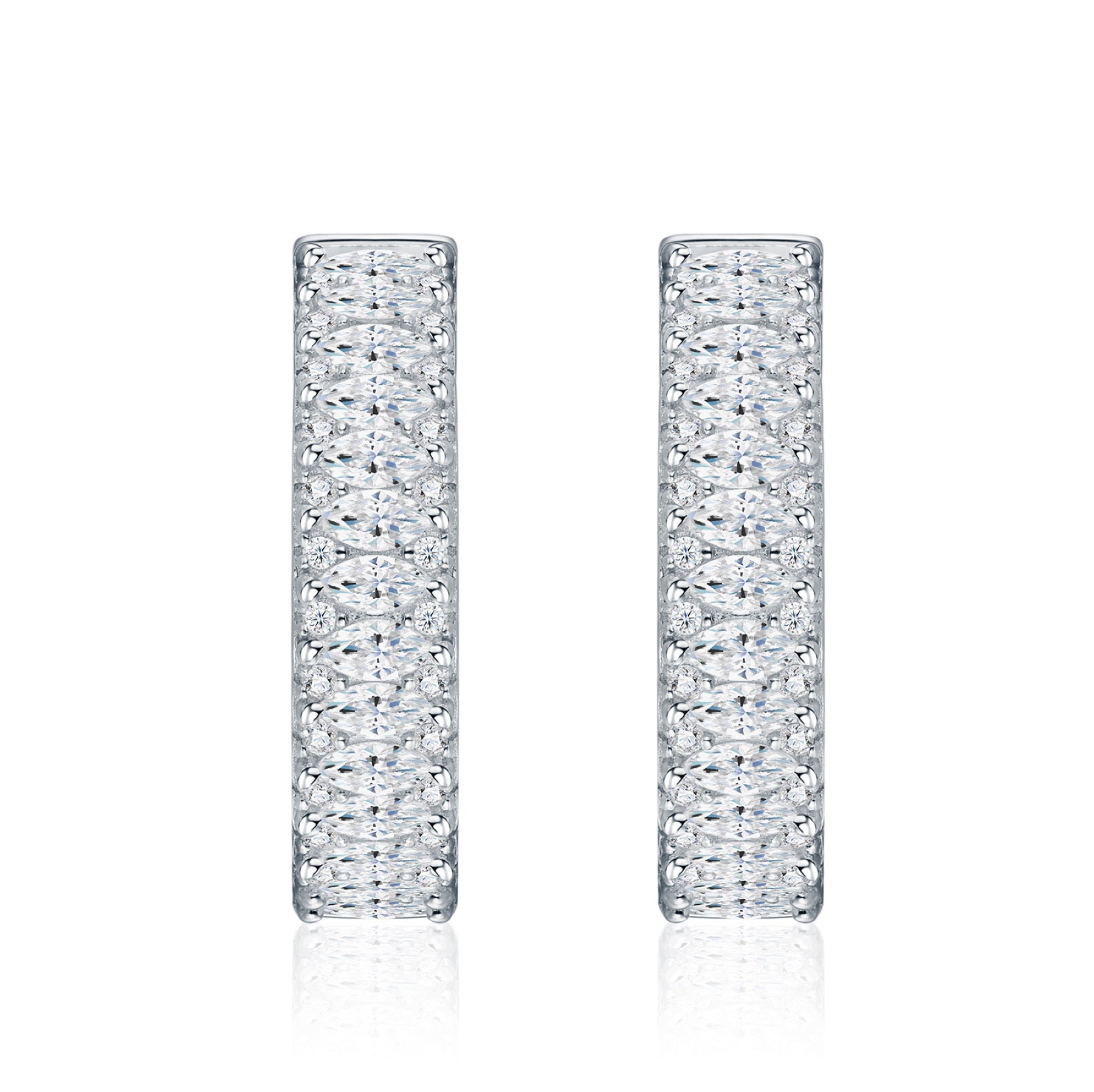 Massiccio Moissanite Huggie Hoop Earrings in Sterling Silver