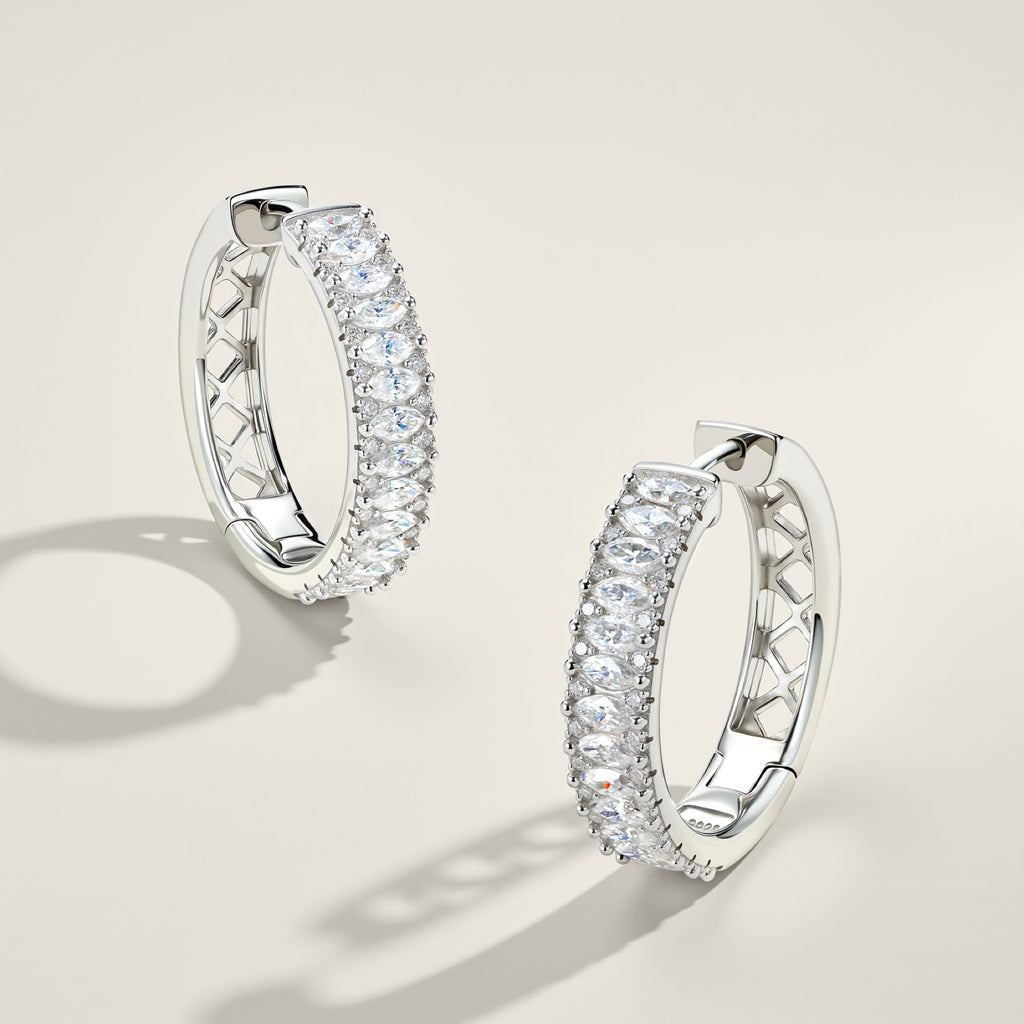 Massiccio Moissanite Huggie Hoop Earrings in Sterling Silver