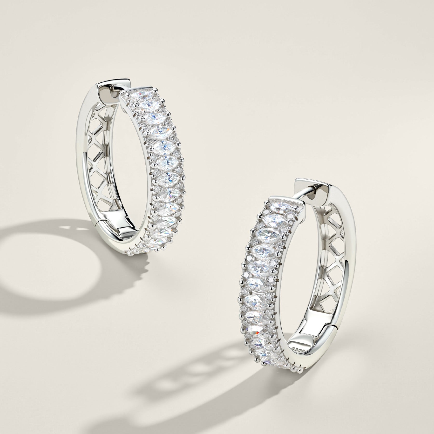 Massiccio Moissanite Huggie Hoop Earrings in Sterling Silver
