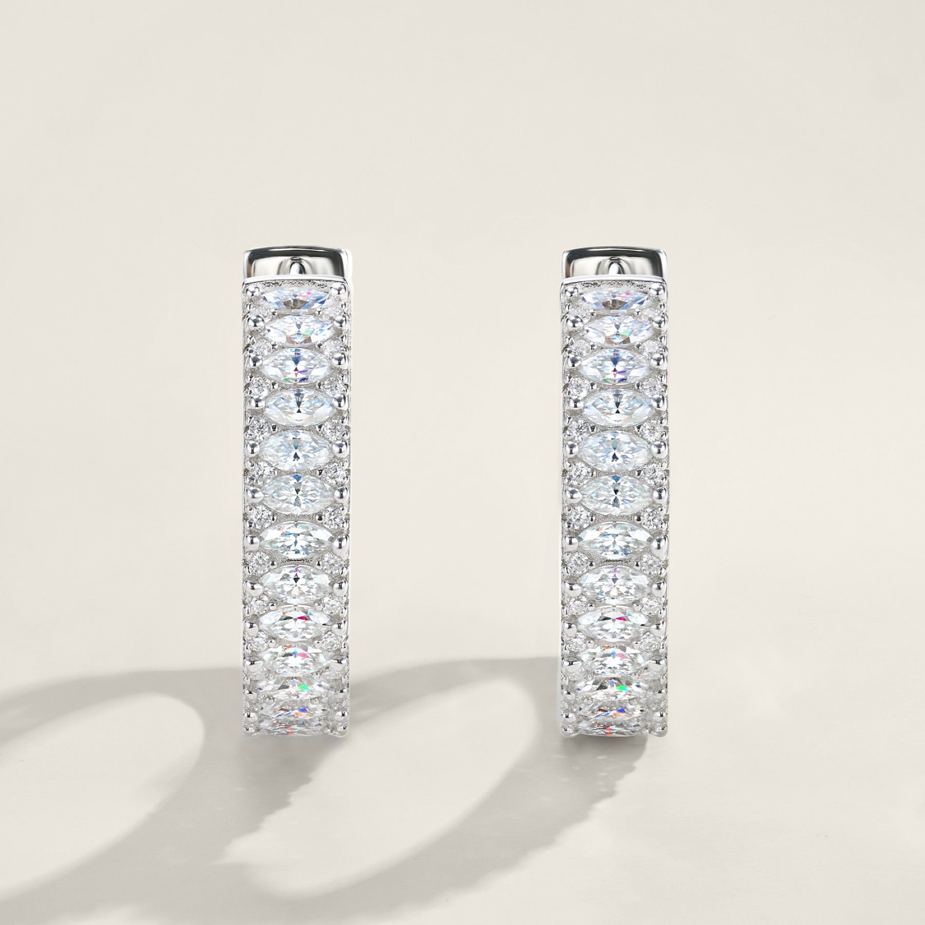Massiccio Moissanite Huggie Hoop Earrings in Sterling Silver