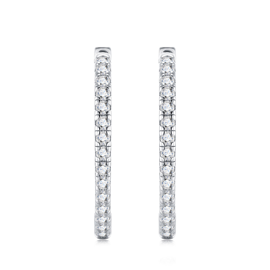 Ovaletto Moissanite Huggie Hoop Earrings in Sterling Silver