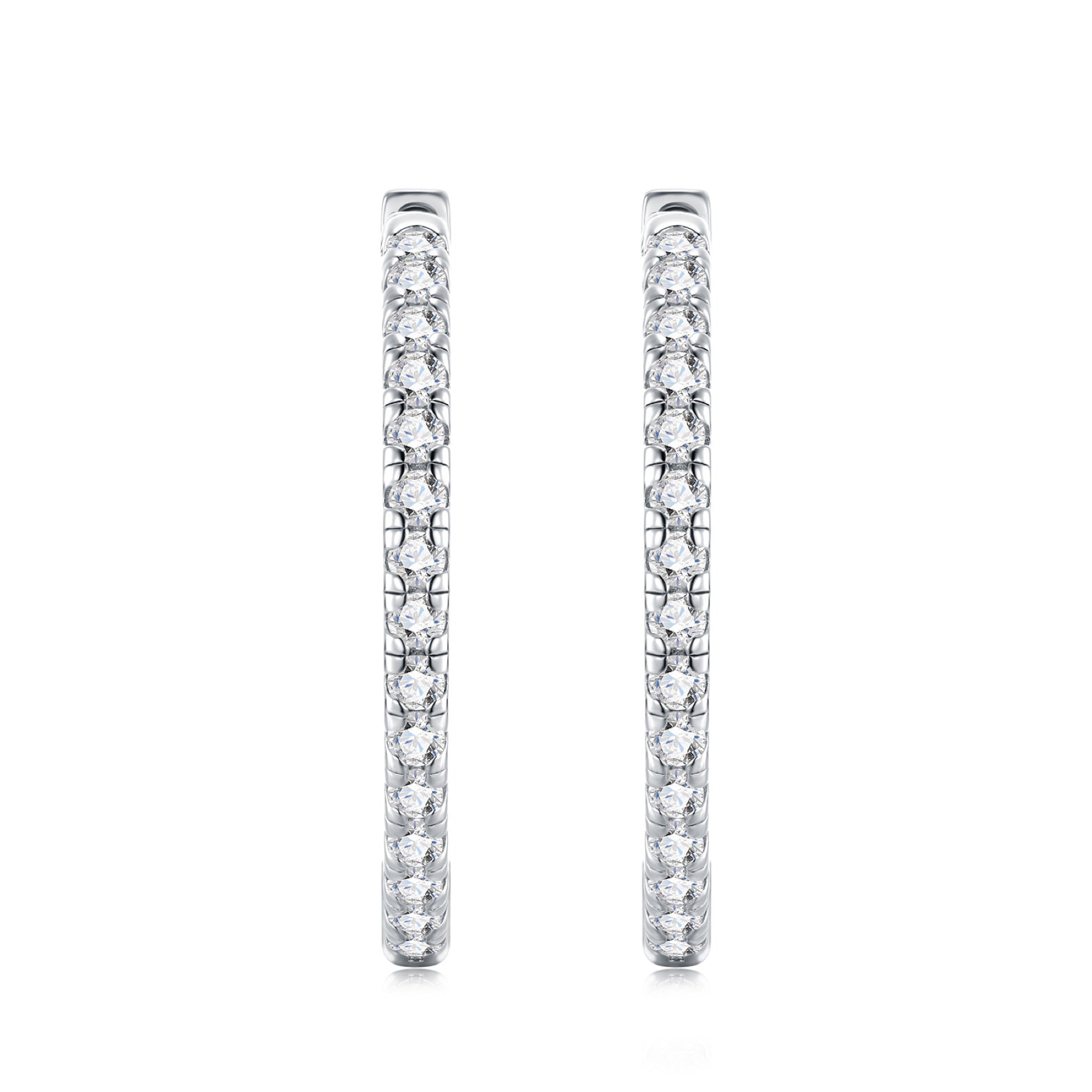 Ovaletto Moissanite Huggie Hoop Earrings in Sterling Silver