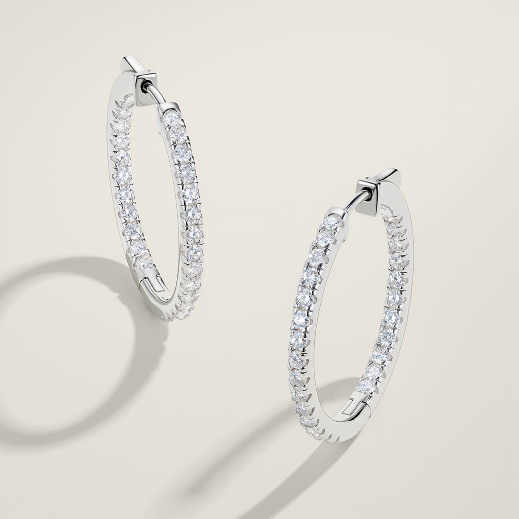 Ovaletto Moissanite Huggie Hoop Earrings in Sterling Silver
