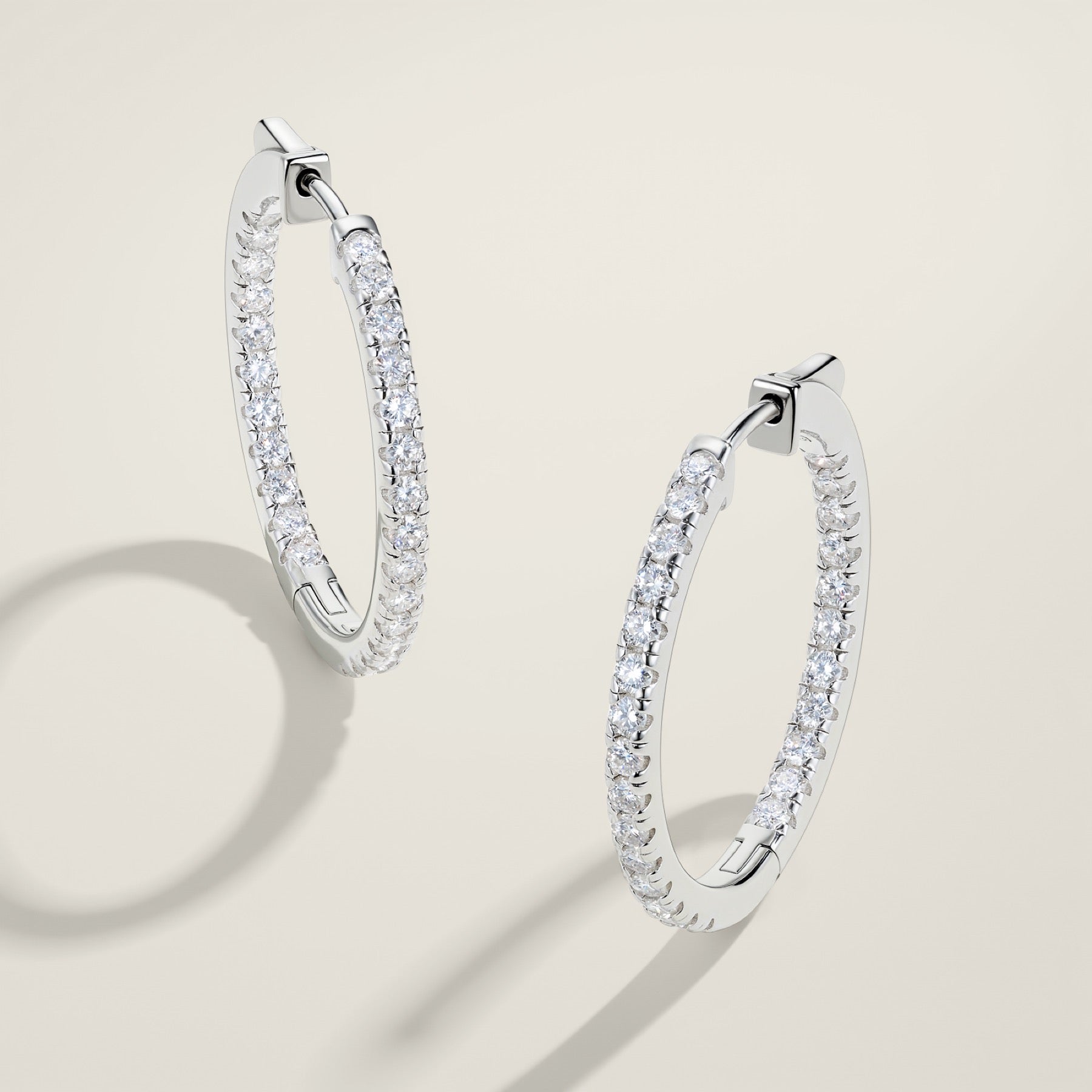 Ovaletto Moissanite Huggie Hoop Earrings in Sterling Silver