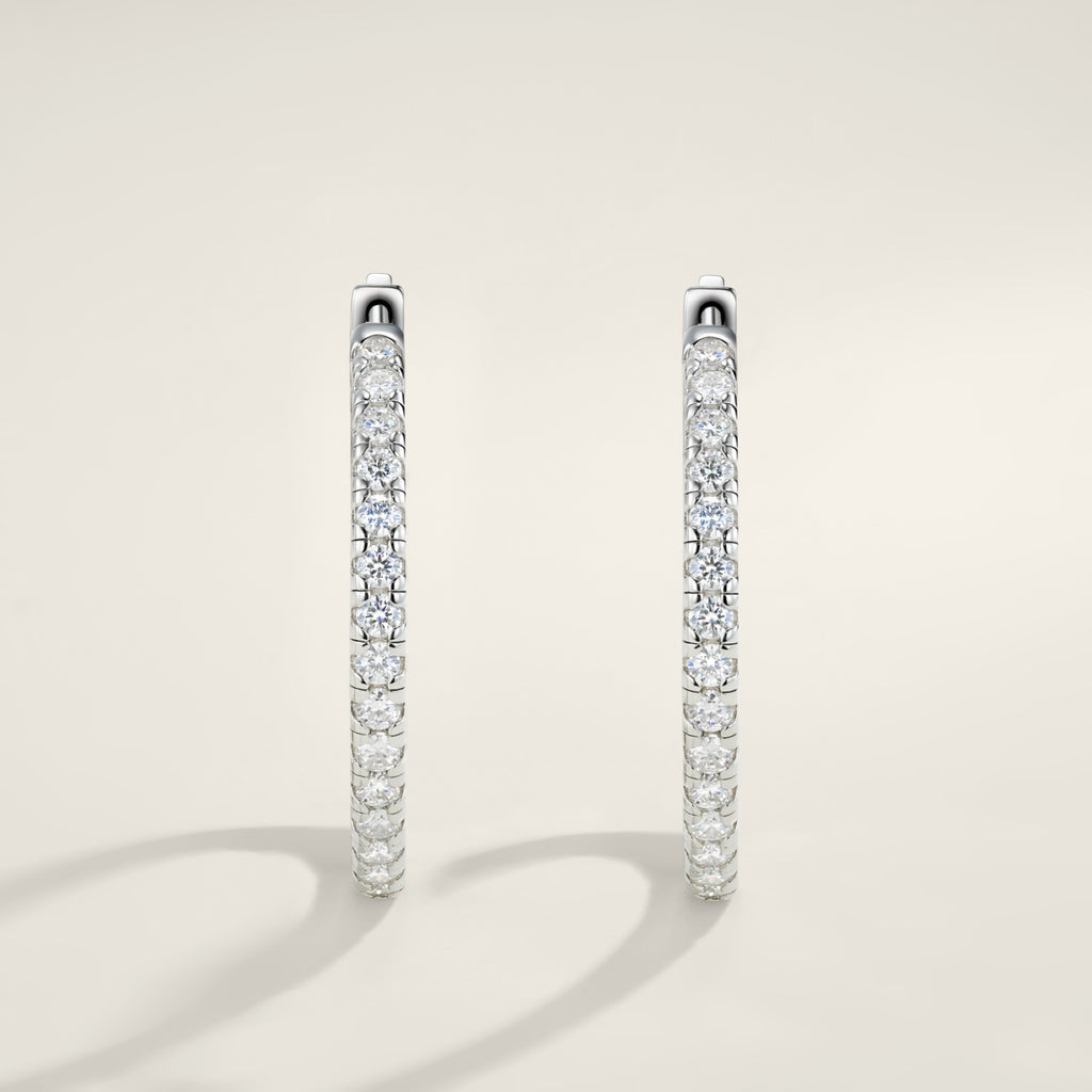 Ovaletto Moissanite Huggie Hoop Earrings in Sterling Silver
