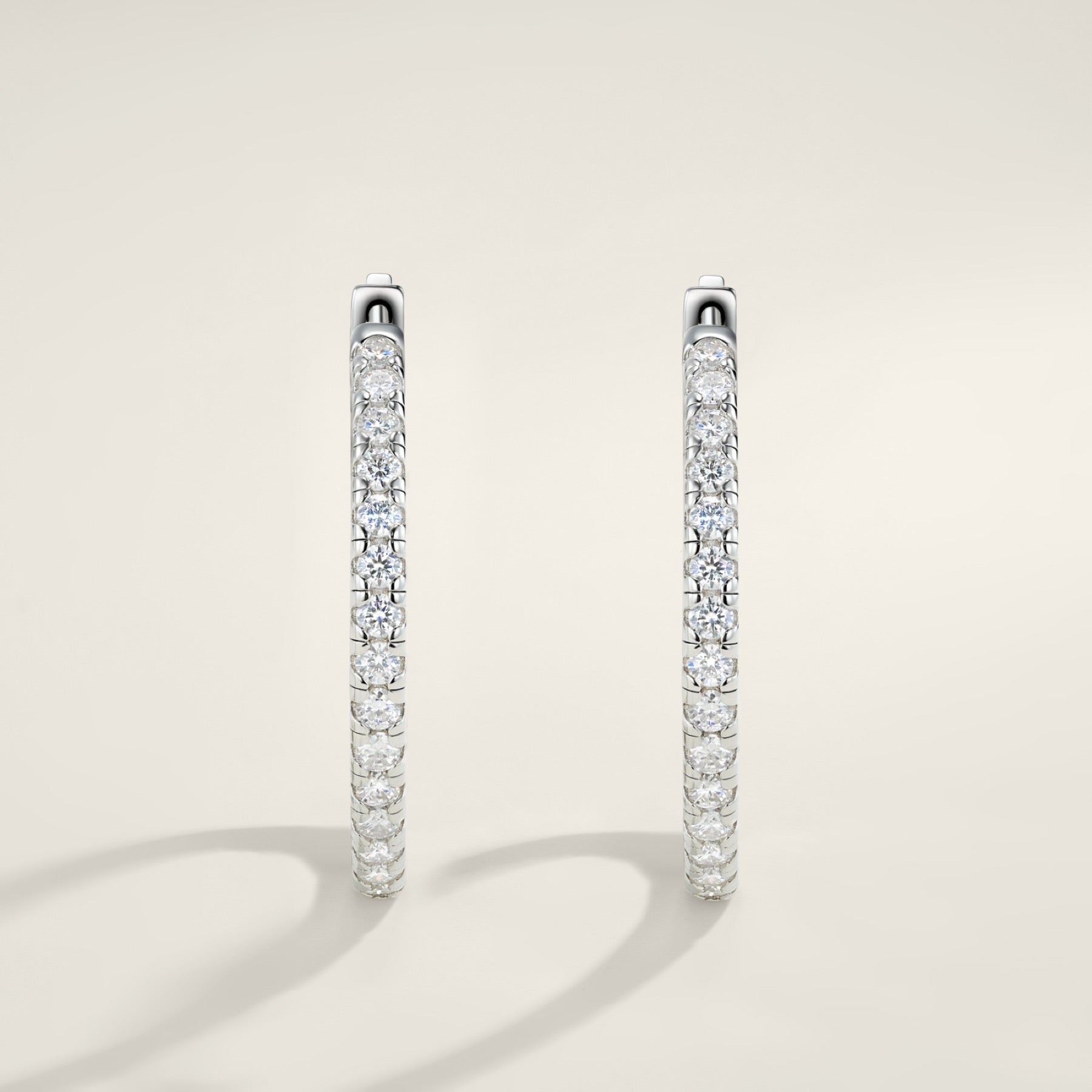 Ovaletto Moissanite Huggie Hoop Earrings in Sterling Silver