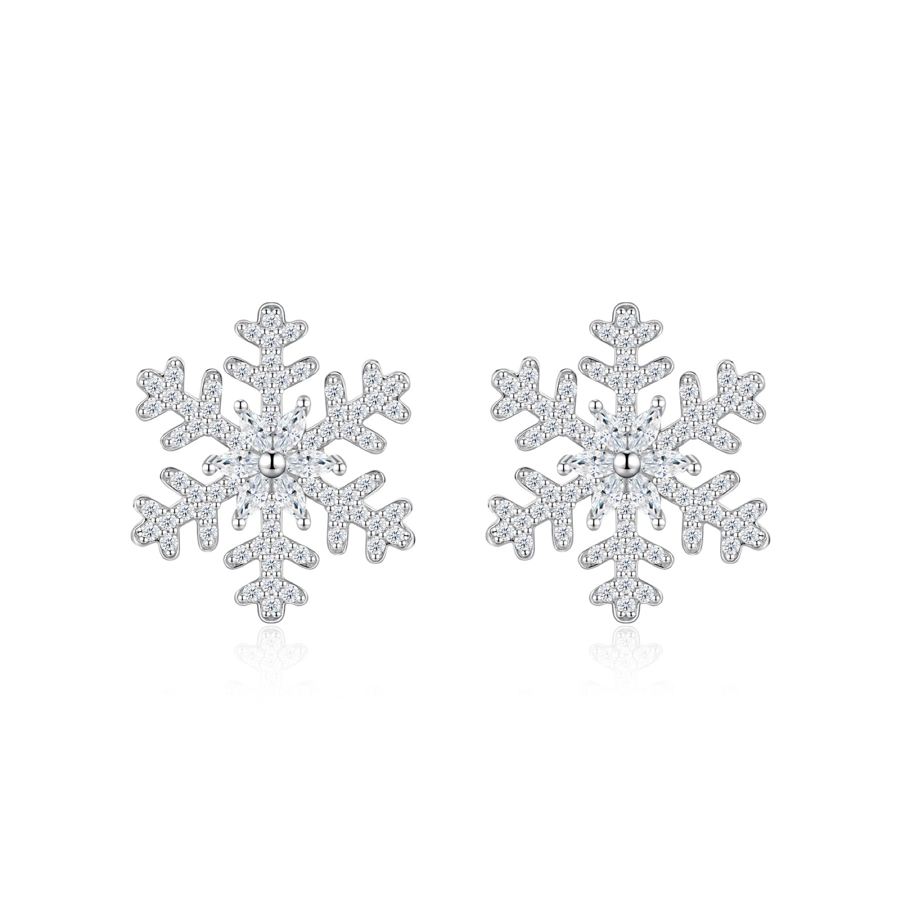 Gelo Moissanite Flower Stud Earrings in Sterling Silver