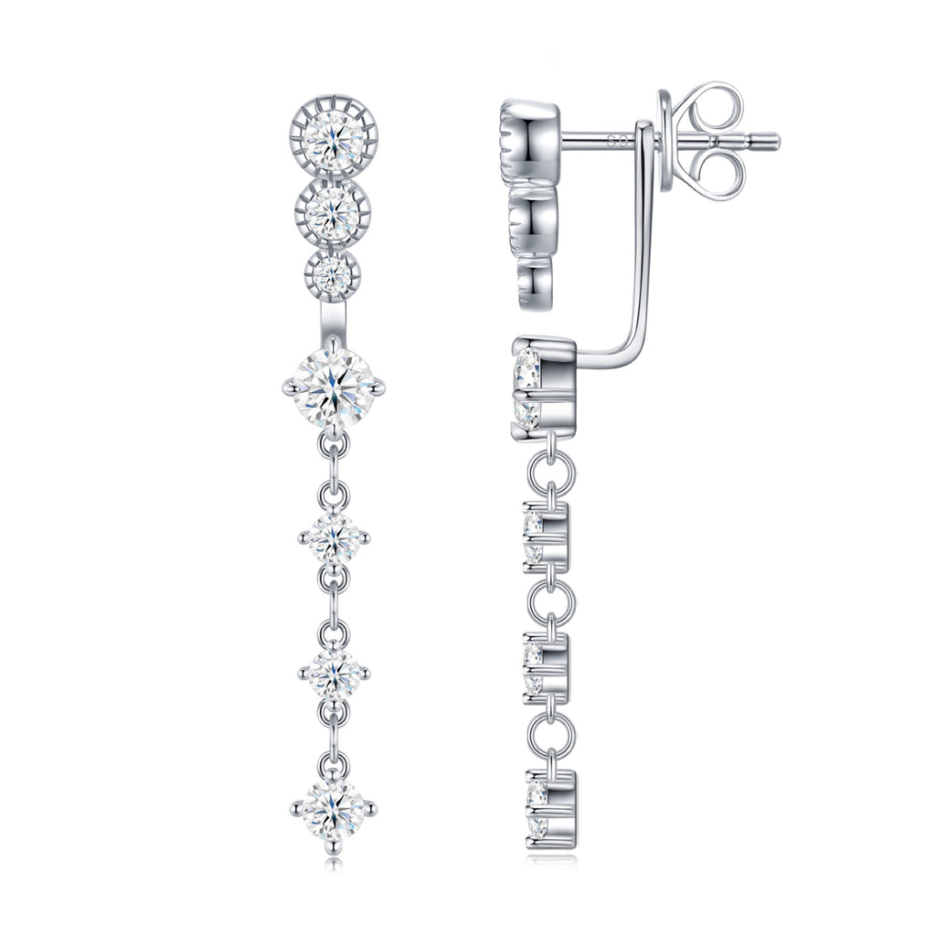 Rugiada Moissanite Drop Earrings in Sterling Silver