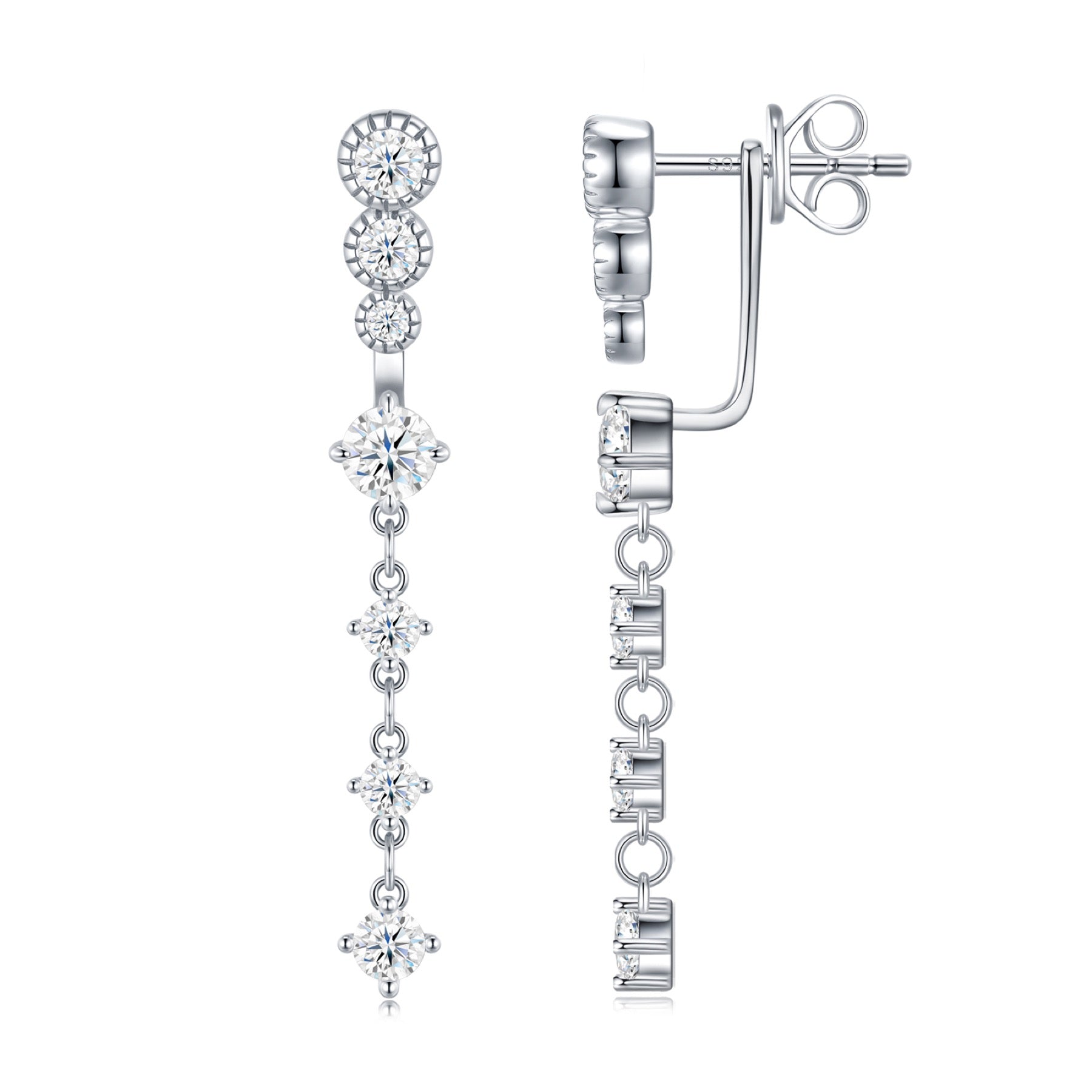 Rugiada Moissanite Drop Earrings in Sterling Silver