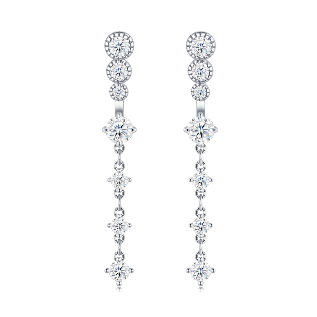 Rugiada Moissanite Drop Earrings in Sterling Silver