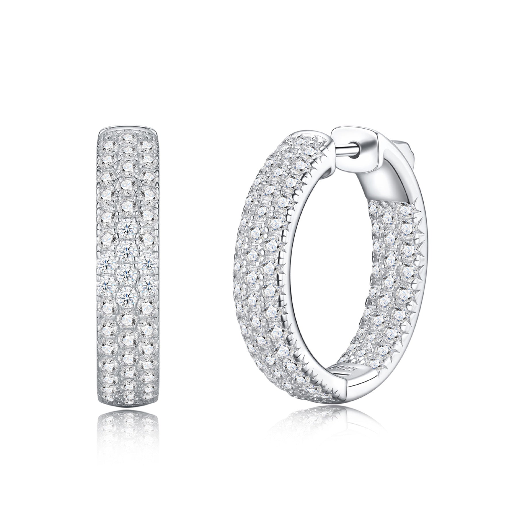 Corposo Moissanite Huggie Hoop Earrings in Sterling Silver