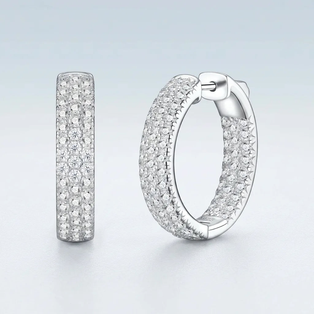Corposo Moissanite Huggie Hoop Earrings in Sterling Silver