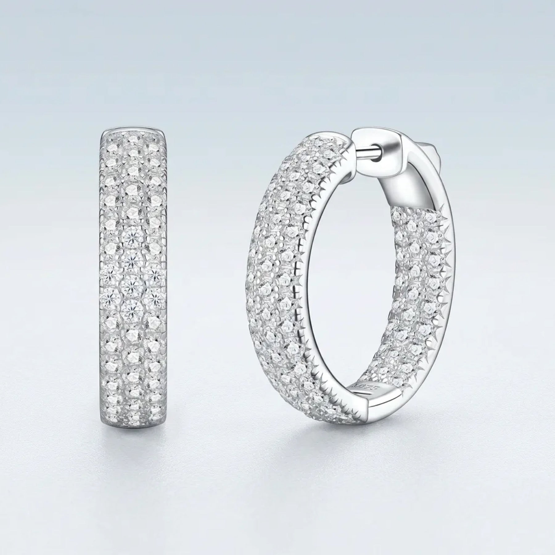 Corposo Moissanite Huggie Hoop Earrings in Sterling Silver