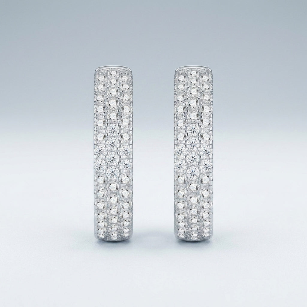 Corposo Moissanite Huggie Hoop Earrings in Sterling Silver