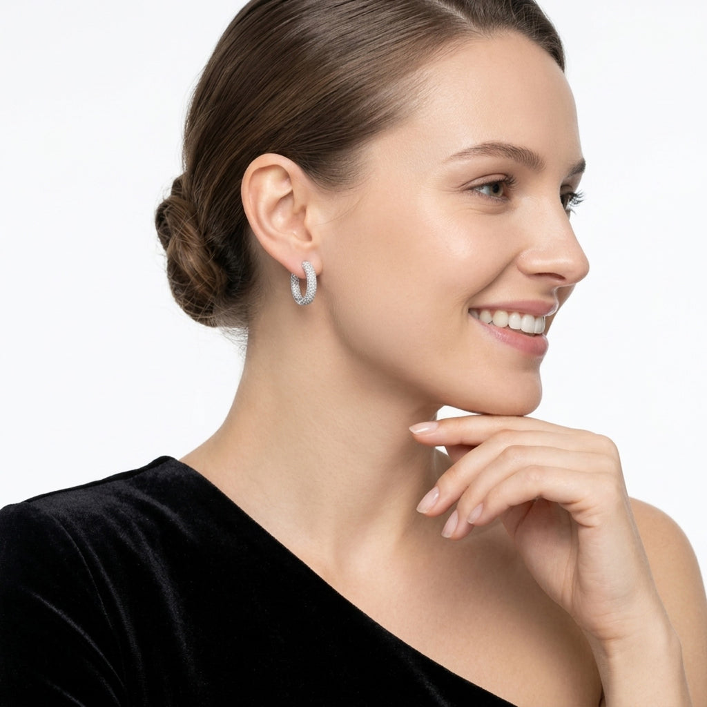 Corposo Moissanite Huggie Hoop Earrings in Sterling Silver