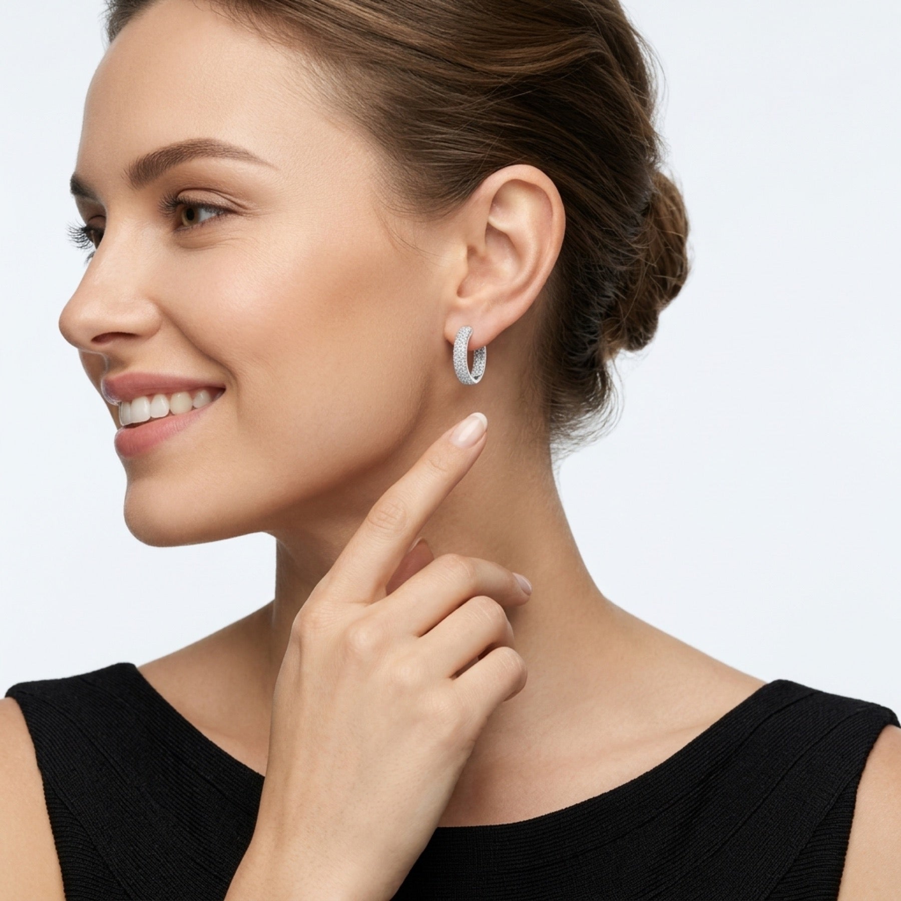 Corposo Moissanite Huggie Hoop Earrings in Sterling Silver