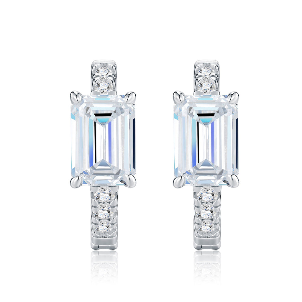 Smeraldini Moissanite Huggie Hoop Earrings in Sterling Silver