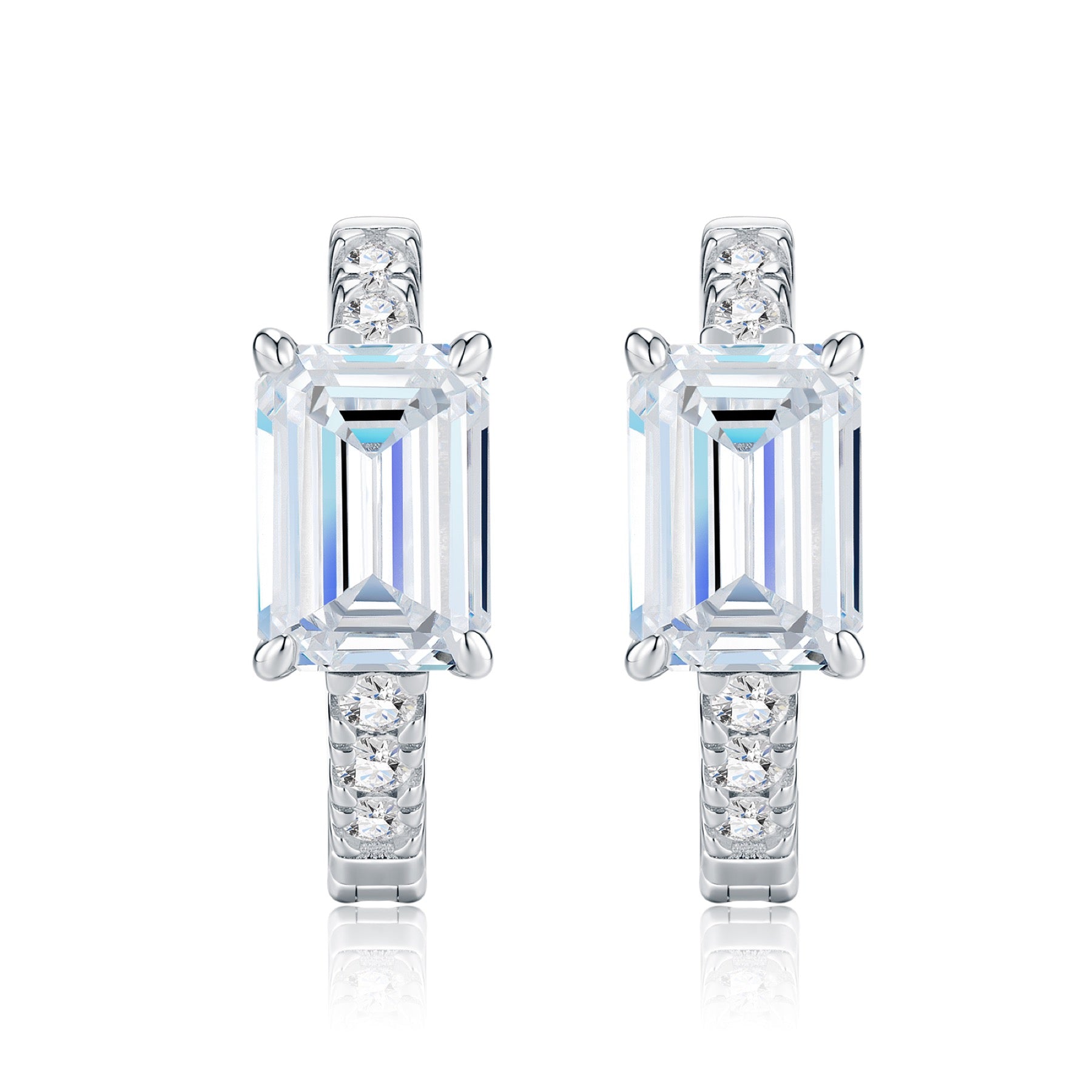 Smeraldini Moissanite Huggie Hoop Earrings in Sterling Silver