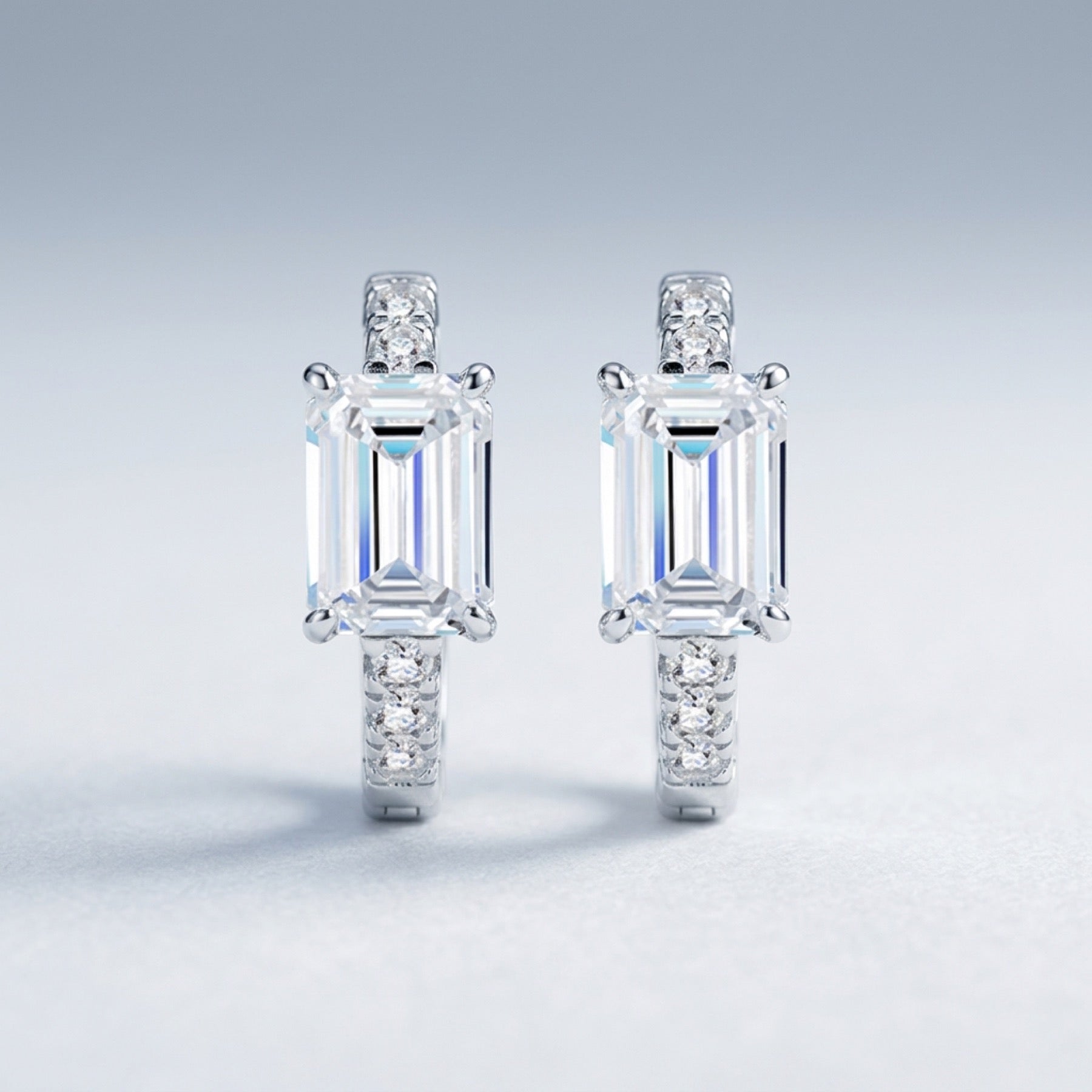Smeraldini Moissanite Huggie Hoop Earrings in Sterling Silver
