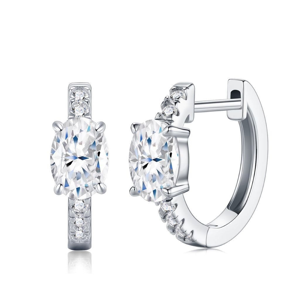 Cuscinato Moissanite Huggie Hoop Earrings in Sterling Silver