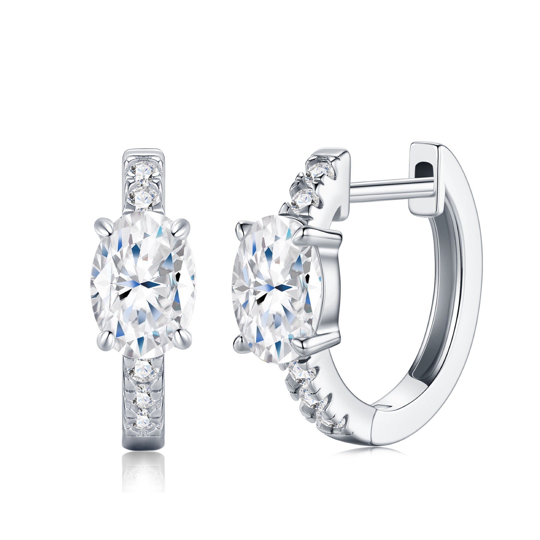 Cuscinato Moissanite Huggie Hoop Earrings in Sterling Silver