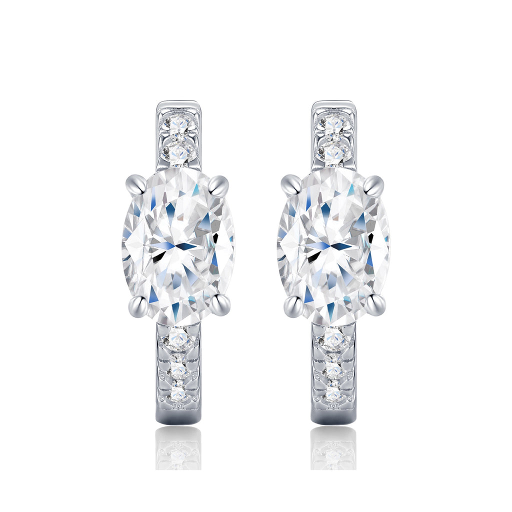 Cuscinato Moissanite Huggie Hoop Earrings in Sterling Silver