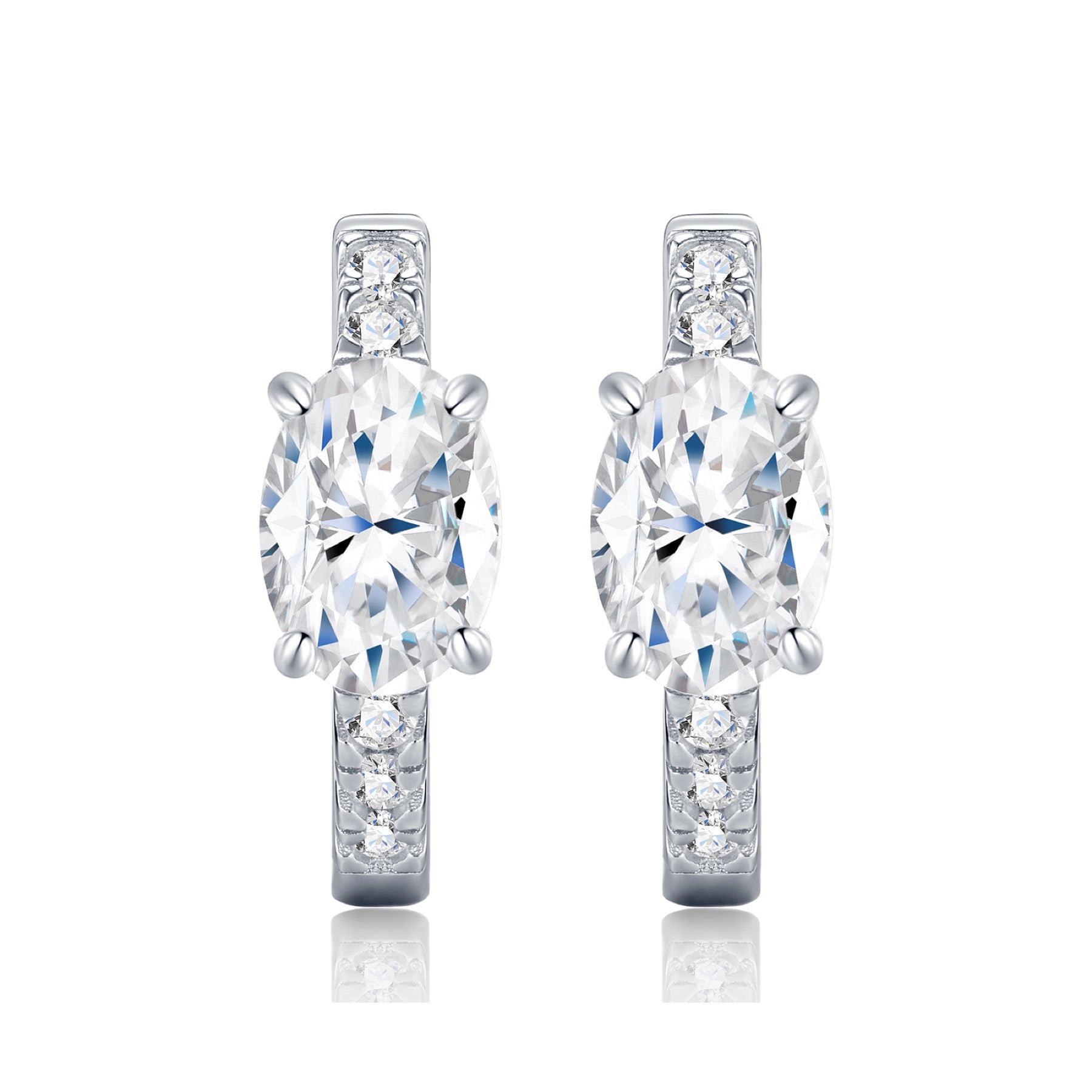 Cuscinato Moissanite Huggie Hoop Earrings in Sterling Silver