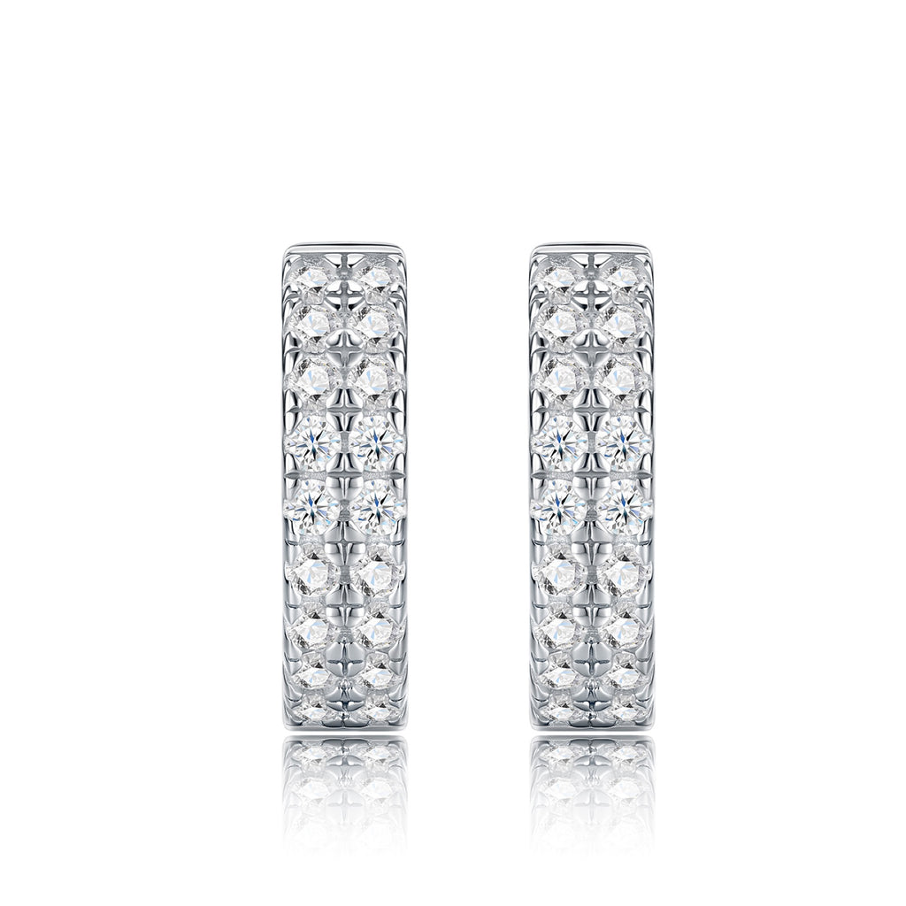 Semplina Moissanite Huggie Hoop Earrings in Sterling Silver