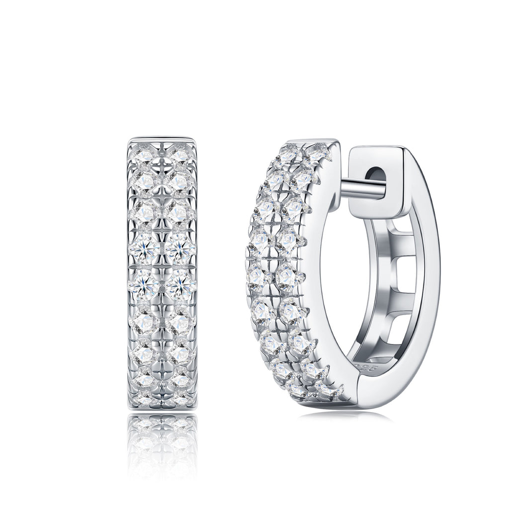 Semplina Moissanite Huggie Hoop Earrings in Sterling Silver