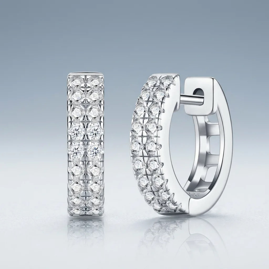 Semplina Moissanite Huggie Hoop Earrings in Sterling Silver