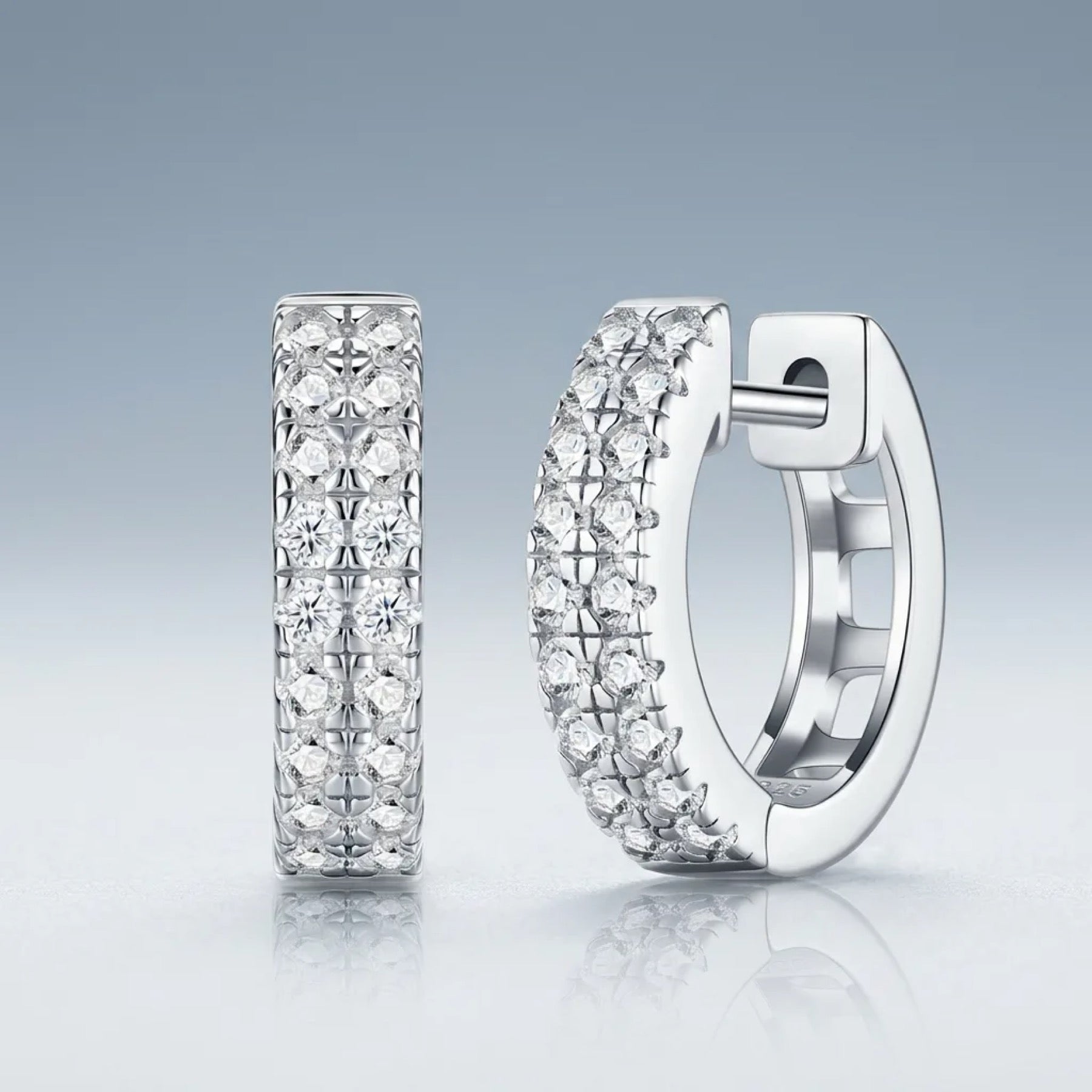 Semplina Moissanite Huggie Hoop Earrings in Sterling Silver