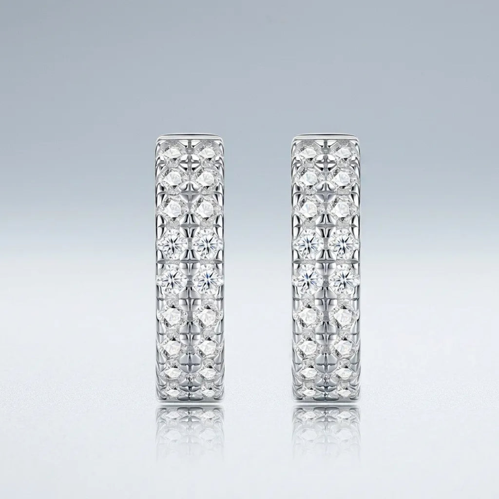 Semplina Moissanite Huggie Hoop Earrings in Sterling Silver