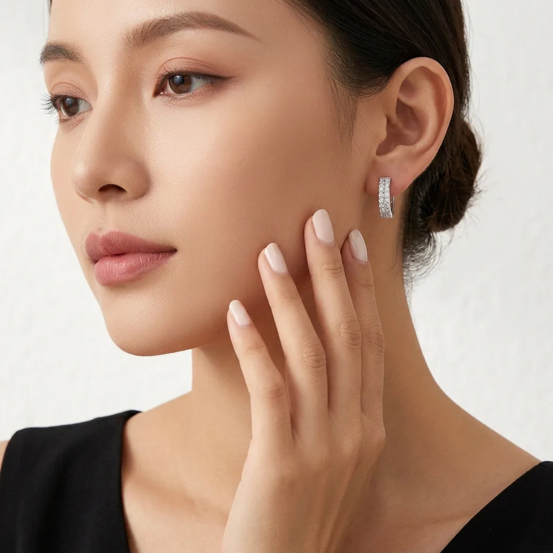 Semplina Moissanite Huggie Hoop Earrings in Sterling Silver