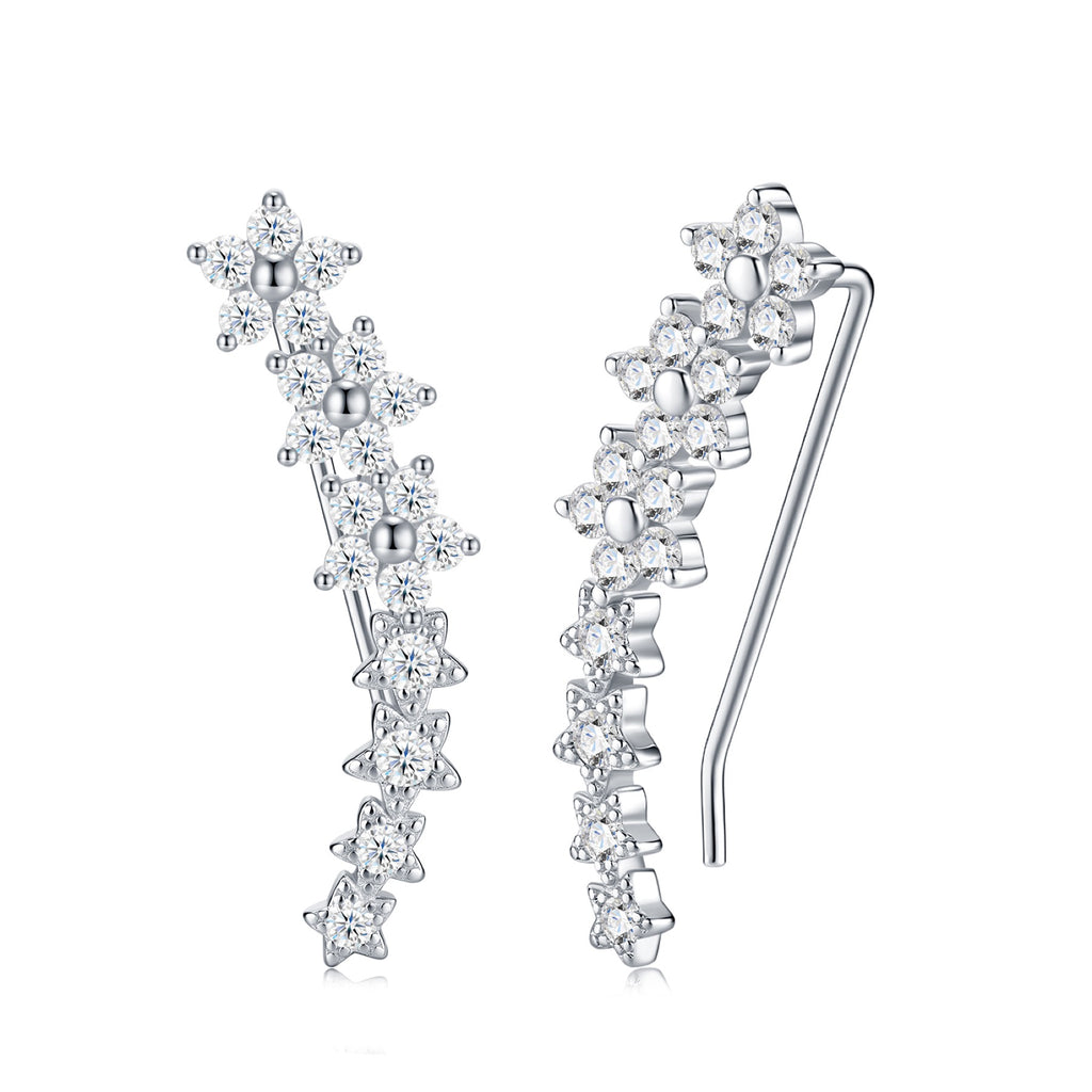 Sciamella Moissanite Climber Stud Earrings in Sterling Silver